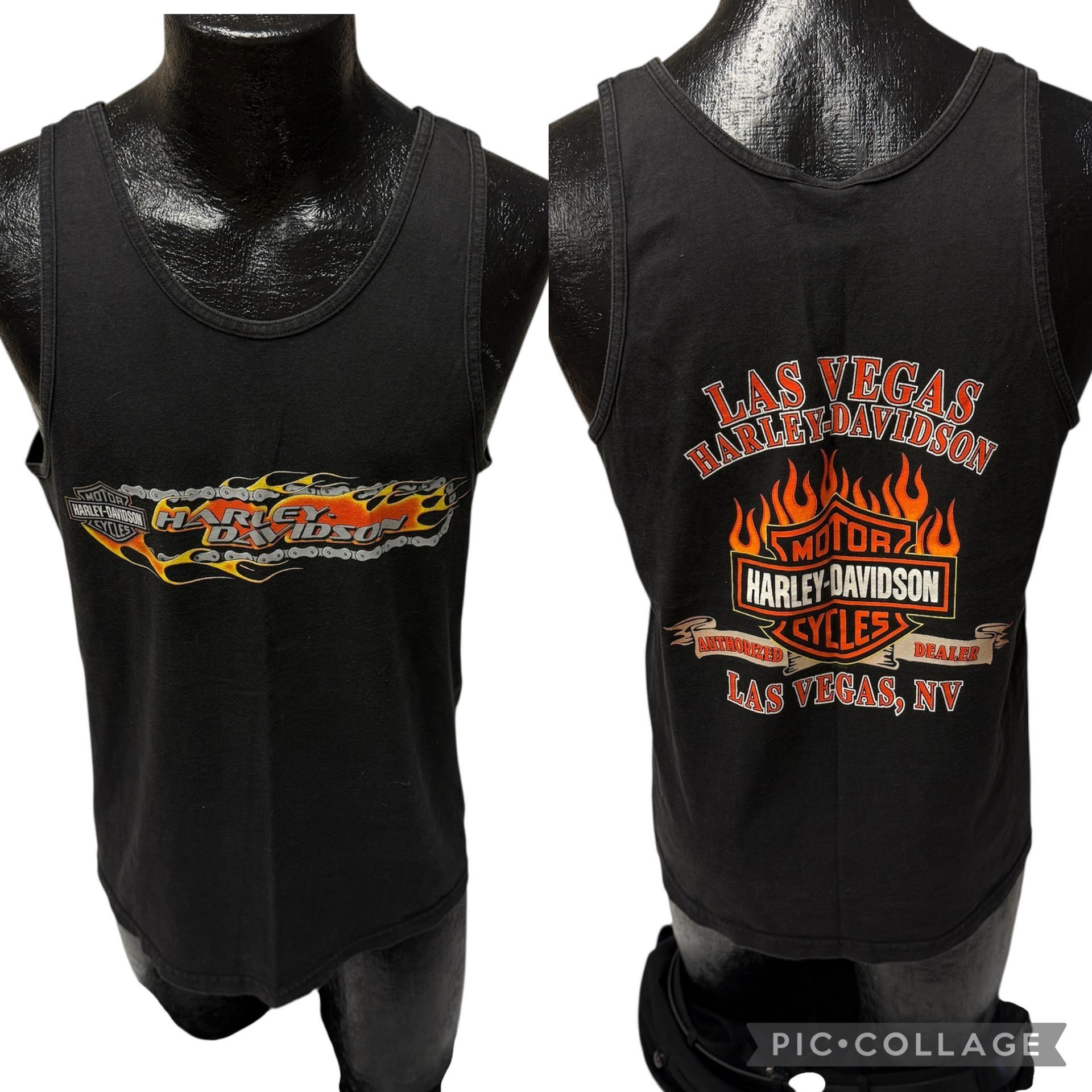 Harley Davidson Vtg Harley Davidson Motorcycles LAS VEGAS FLAMES Tank Size US M / EU 48-50 / 2 - 1 Thumbnail
