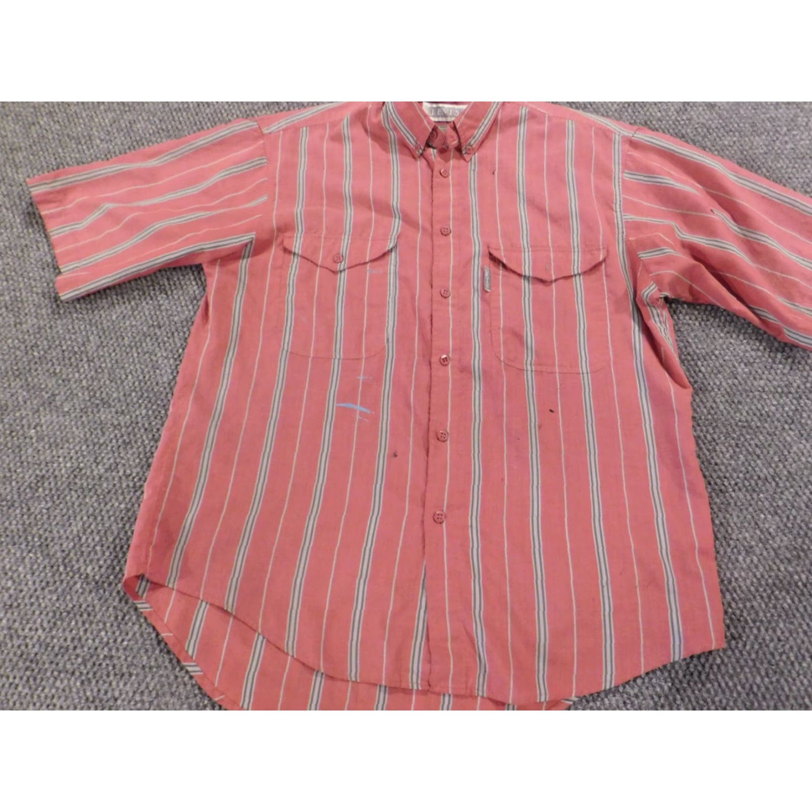 Levi's Vintage Levi's Mens Shirt Medium Red Silver Label Button Down Striped 80s Retro Knit Cotton Polyester Long Sleeve Collared Button-Up Mens Shirt Size US M / EU 48-50 / 2 - 3 Thumbnail