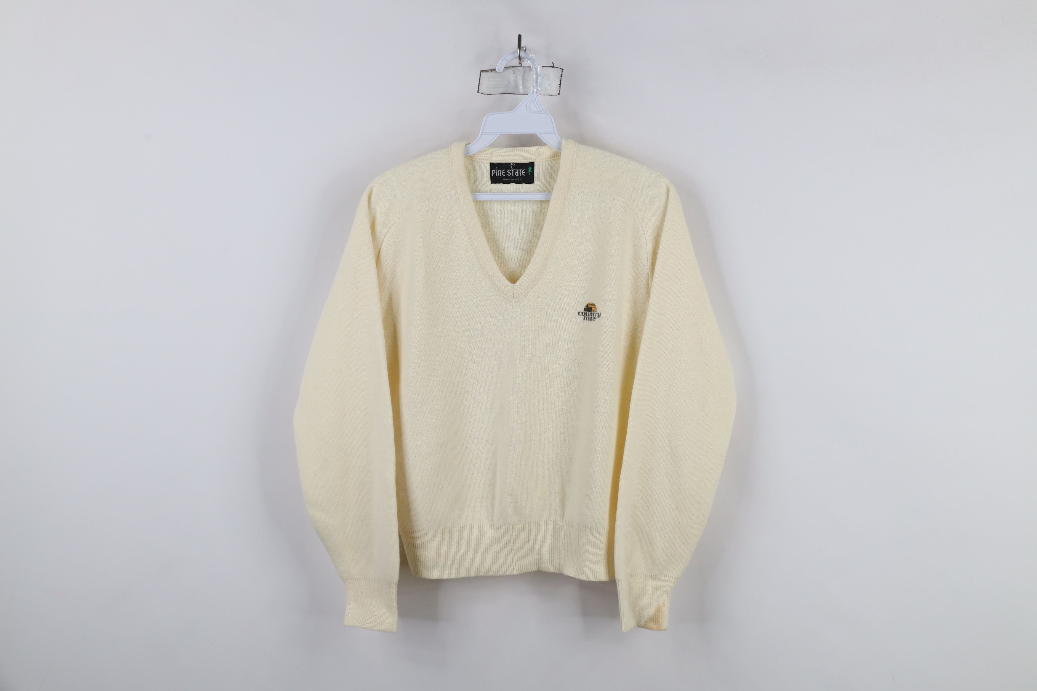 Vintage Vintage 70s Streetwear Feed Farmer Knit Sweater Cream USA Size L / US 10 / IT 46 - 1 Thumbnail