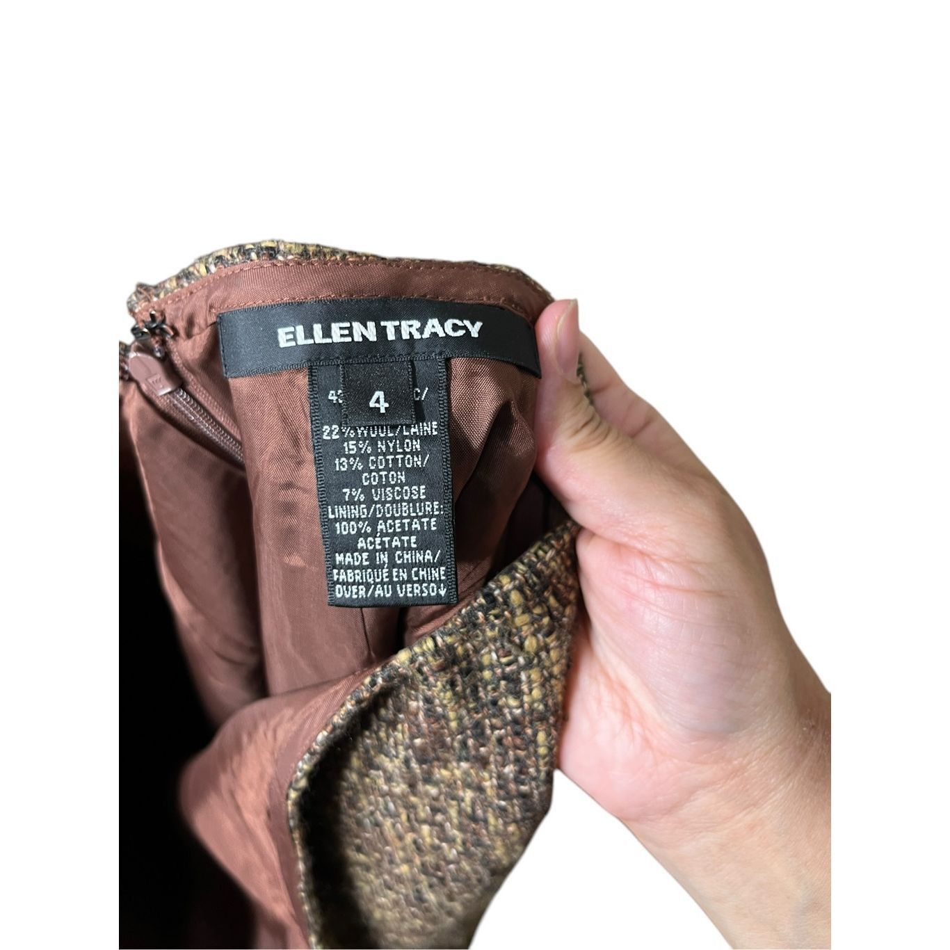 Other Ellen Tracy Brown Wool Blend Skirt Size 4 Size 27" / US 4 / IT 40 - 7 Thumbnail