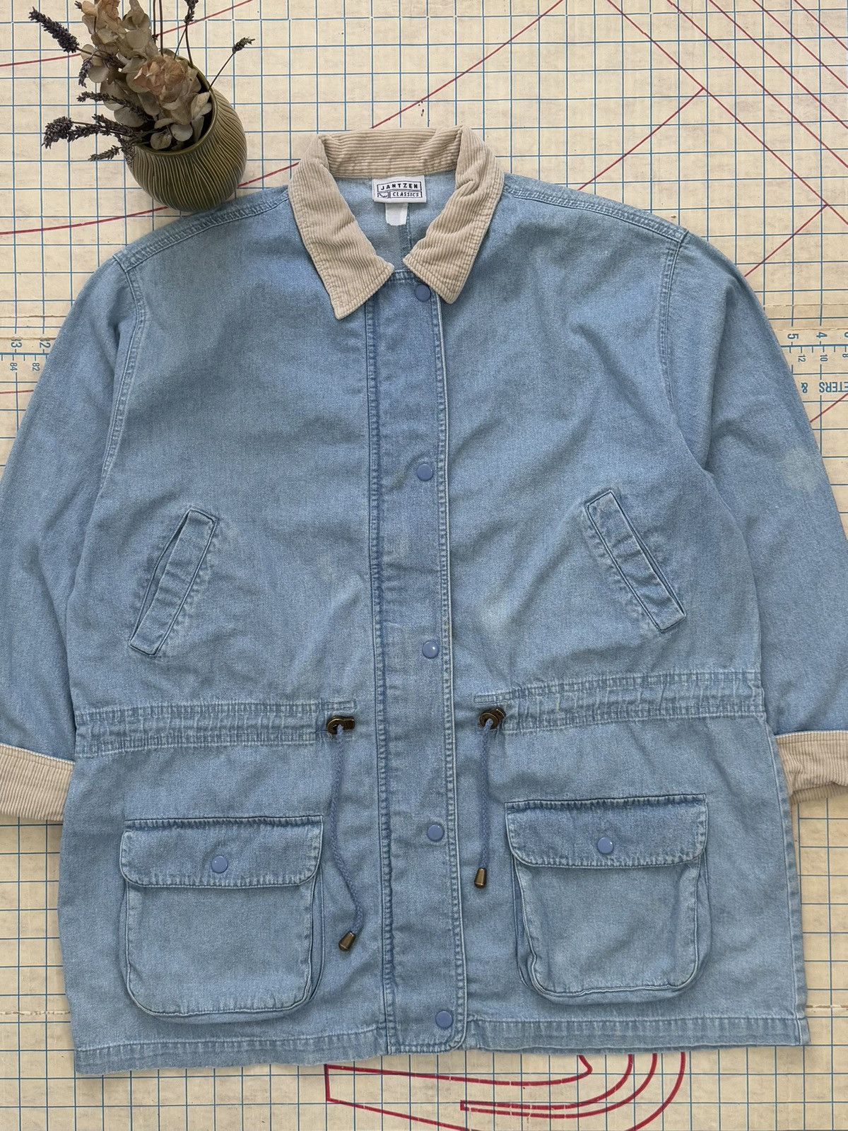 Jantzen × Vintage Vintage Jantzen Denim Chore Coat Barn Jacket Faded Denim Blu Size XL / US 12-14 / IT 48-50 - 2 Thumbnail
