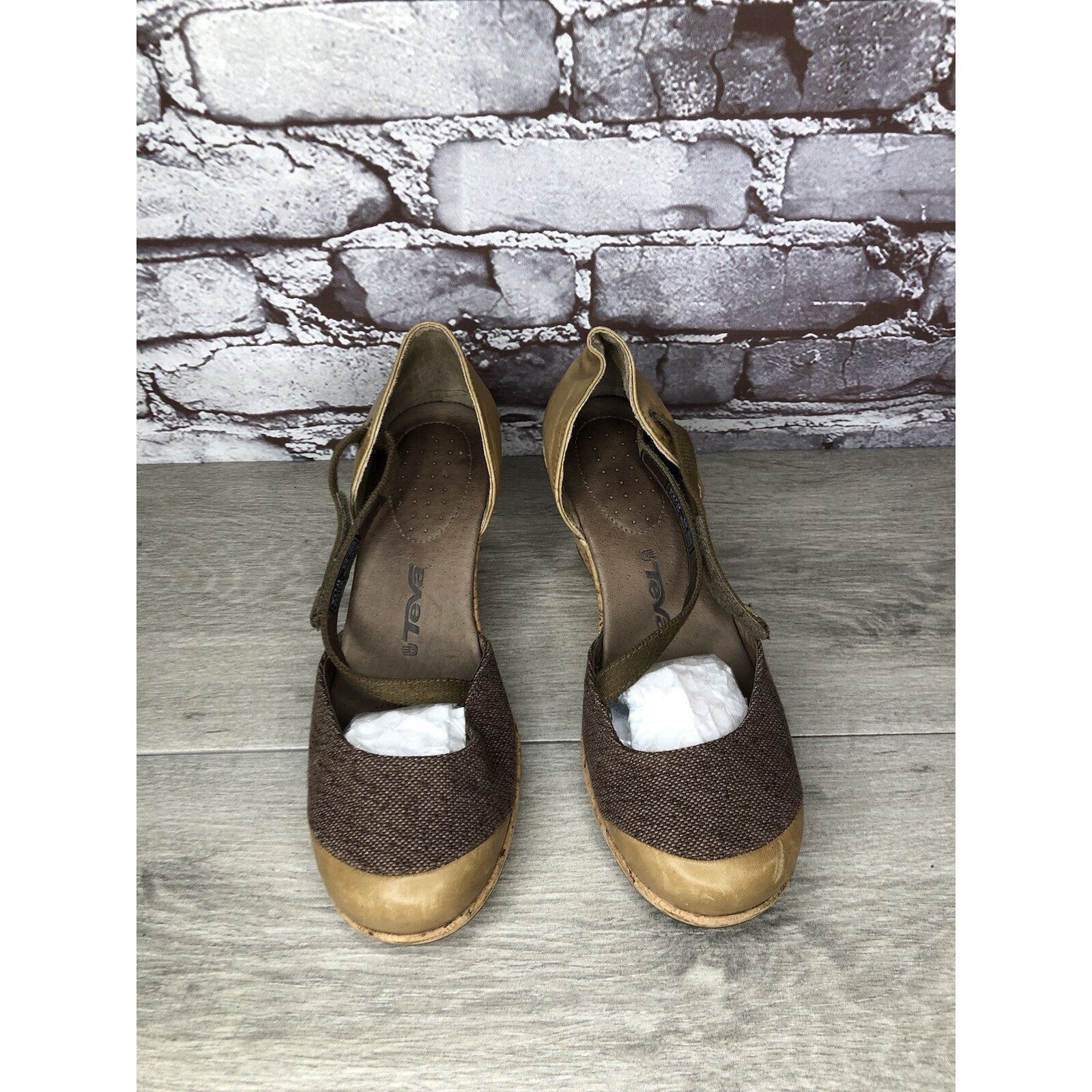 Teva Teva Riviera Grey Brown Mary Jane Cork Wedge Shoes Women 7.5 Size US 7.5 / IT 37.5 - 15 Thumbnail