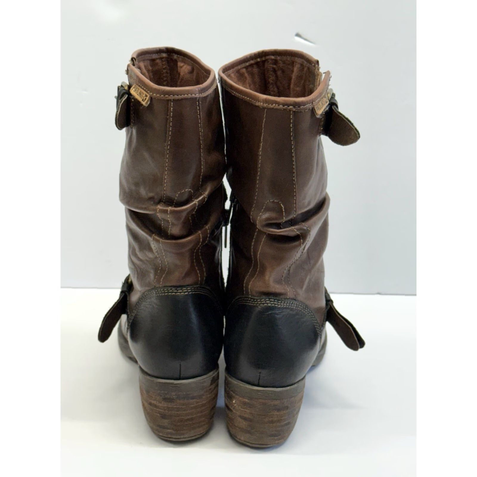 Vintage VINTAGEPikolinos Le Mans Mid Calf Slouch Leather Brown Boots Buckle Womens EU Size 37 Size US 7 / IT 37 - 4 Thumbnail