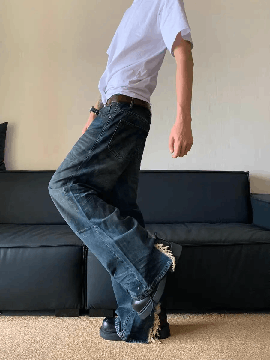 Japanese Brand × Vintage Old Wash Blue Relaxed Jeans Size US 34 / EU 50 - 5 Thumbnail