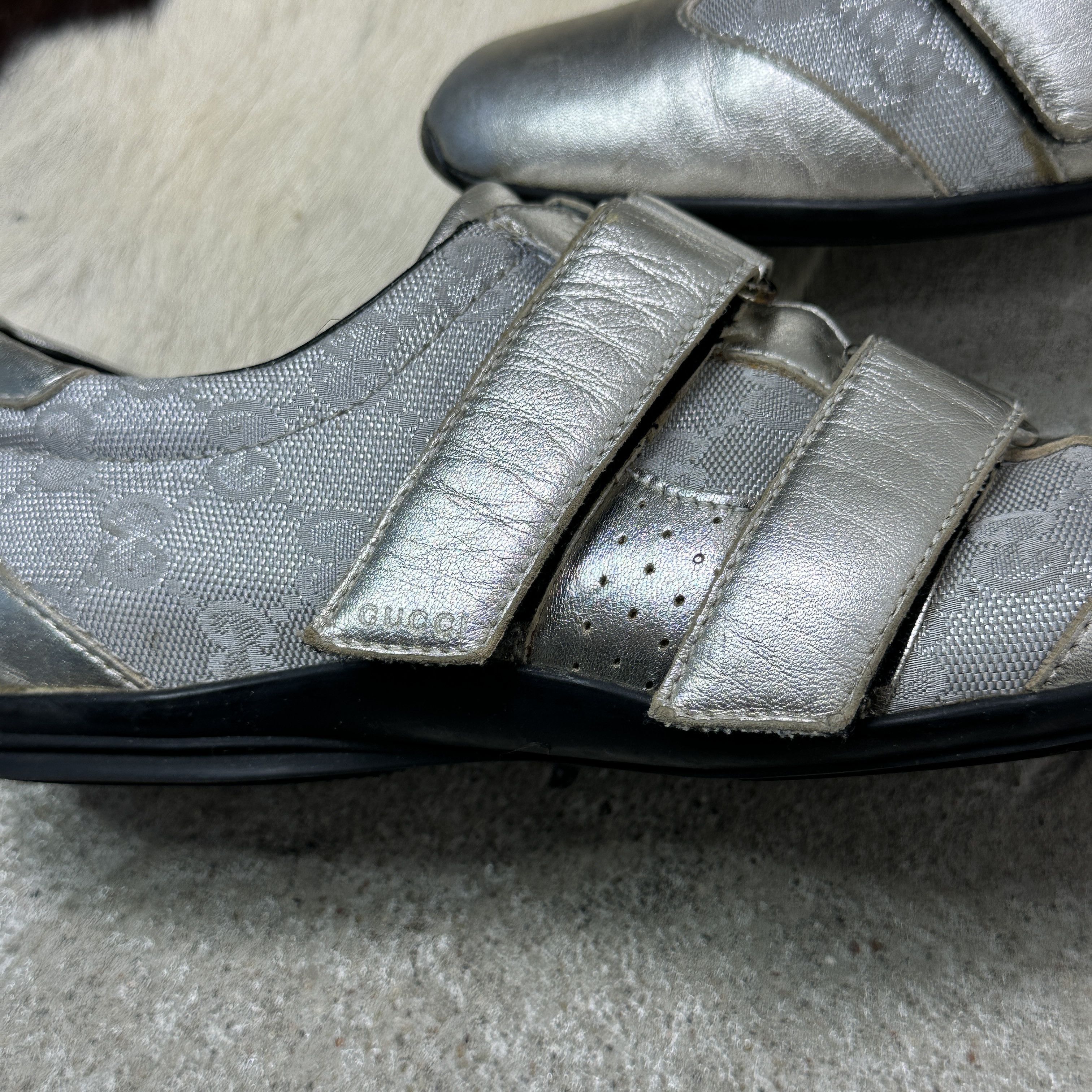 Gucci Vintage Silver Chrome Monogram Gucci Sneakers 00s Size US 6 / IT 36 - 2 Thumbnail