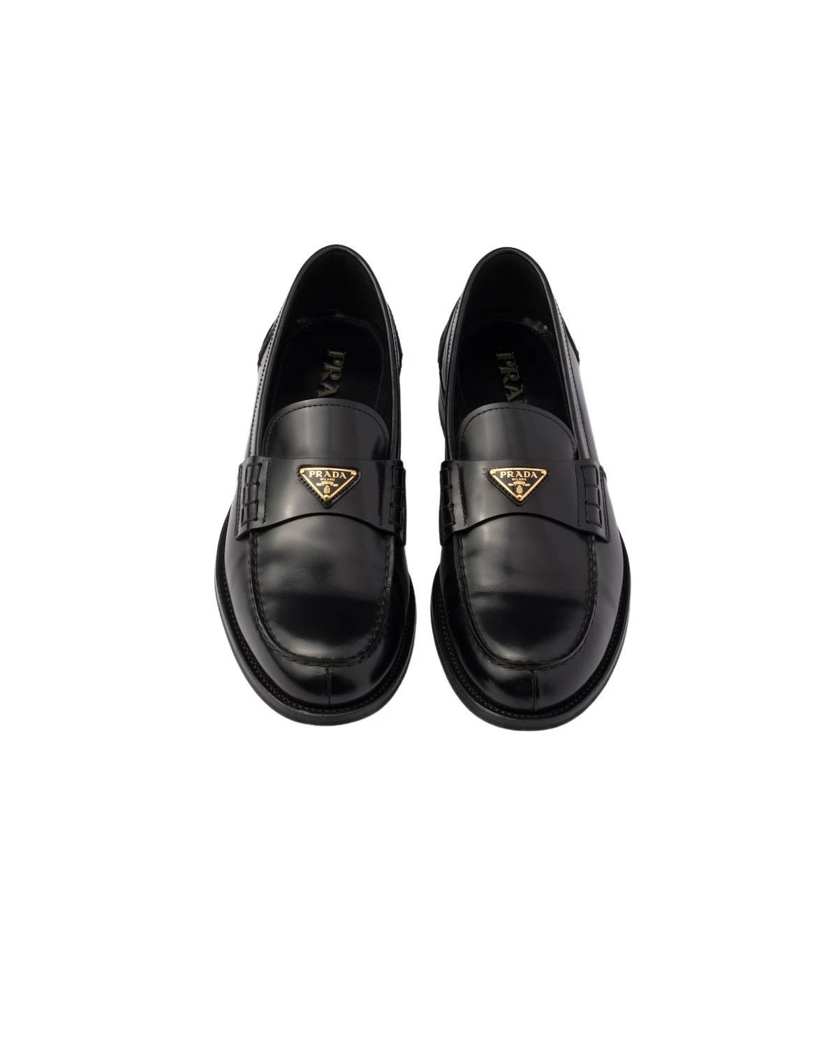Prada PRADA $1200 Black Brushed Leather Loafers New And Authentic Size US 5.5 / EU 38 - 3 Thumbnail