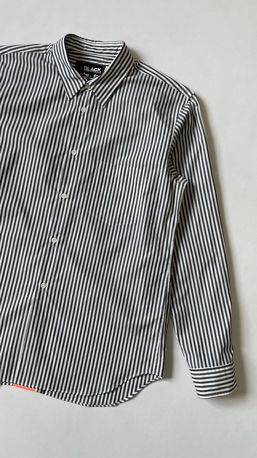 Comme des Garcons White/Black Striped Shirt With Neon Stripe Size US M / EU 48-50 / 2 - 5 Thumbnail