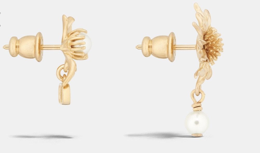 Dior DIOR CHARDONS EARRINGS Gold-Finish Metal and White Resin Size ONE SIZE - 2 Thumbnail