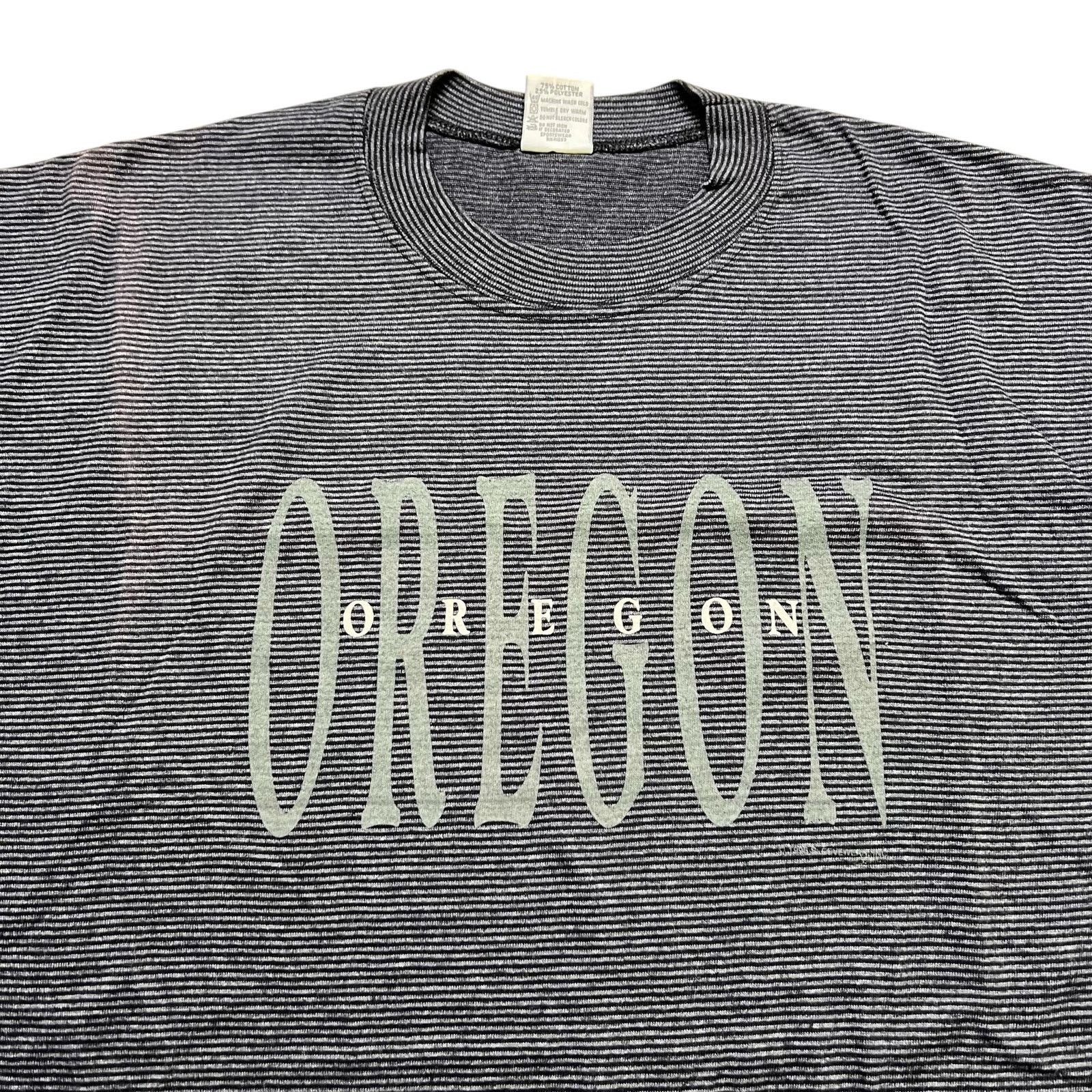 Vintage Vintage Oregon Striped Graphic T-Shirt Black Gray Size XL Size US XL / EU 56 / 4 - 2 Thumbnail