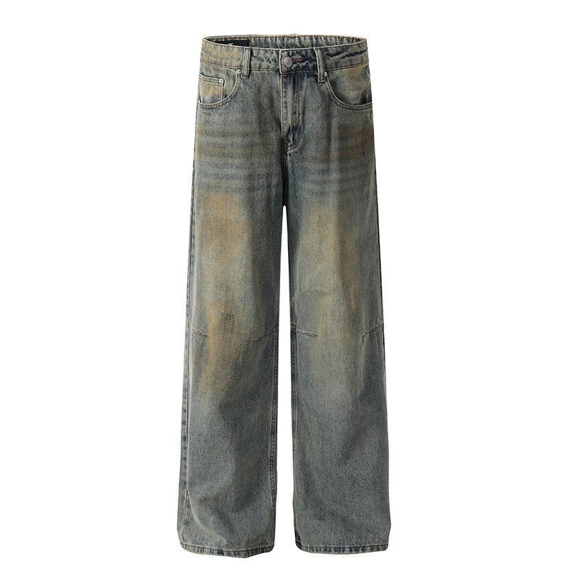 Vintage Men's Retro Street Loose Washed Distressed Straight Jeans Size US 32 / EU 48 - 1 Thumbnail