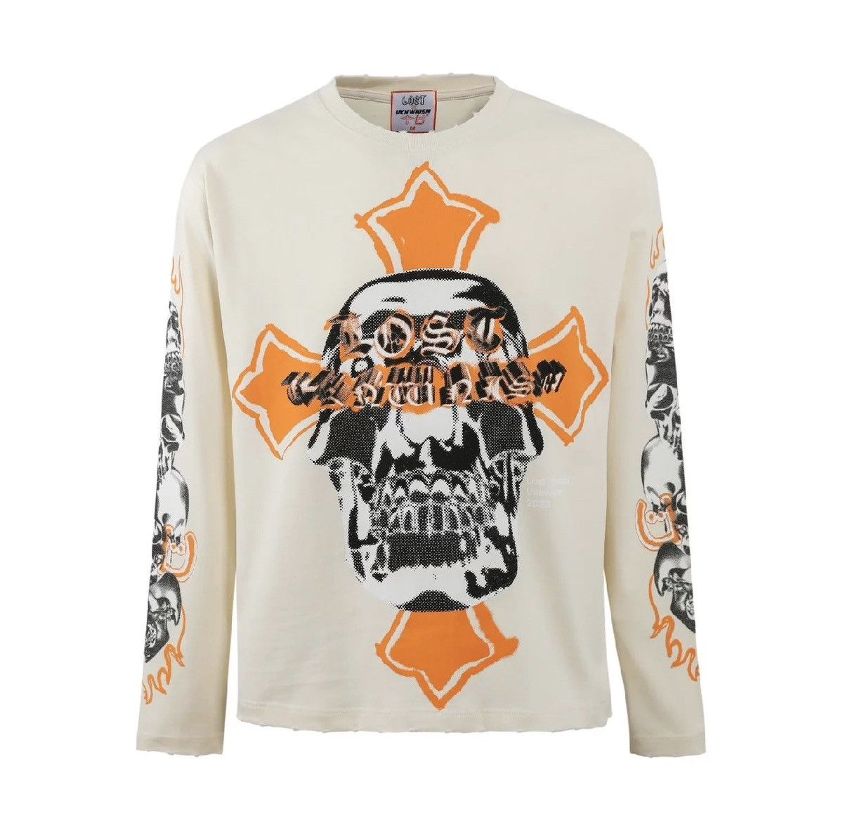 LOST INTRICACY Lost x UNKWNISM Cream & Orange LS Tee Size US L / EU 52-54 / 3 - 1 Thumbnail