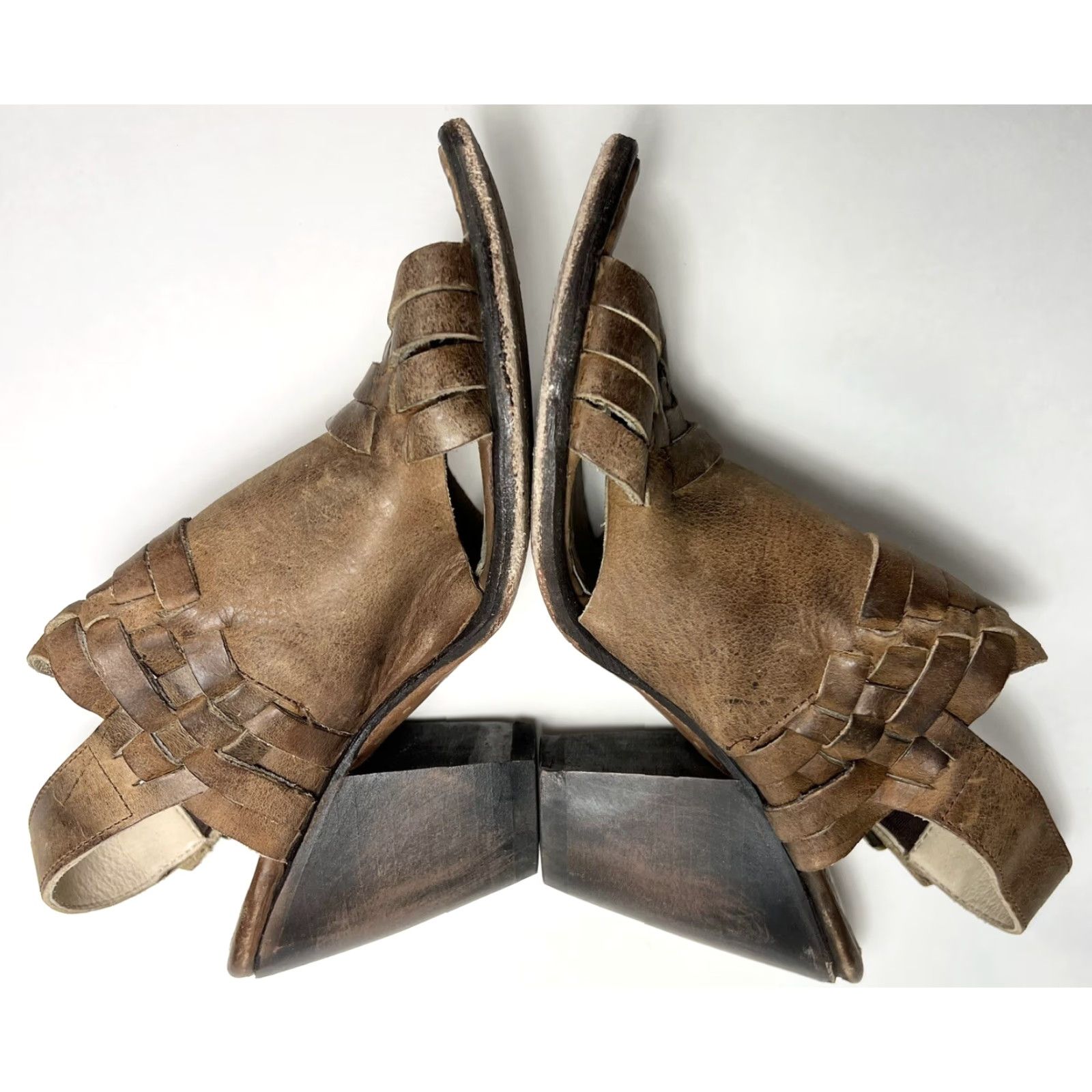 FREEBIRD Freebird By Steven Eagle Booties Size 7 Peep Toe Leather Brown Women Size US 7 / IT 37 - 3 Thumbnail