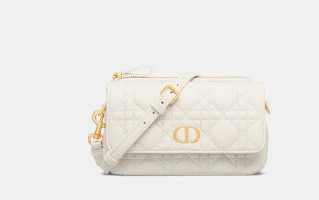 Dior o1w1db10924 Size: OS / Calfskin Caro Pouch in White Size ONE SIZE - 2 Thumbnail