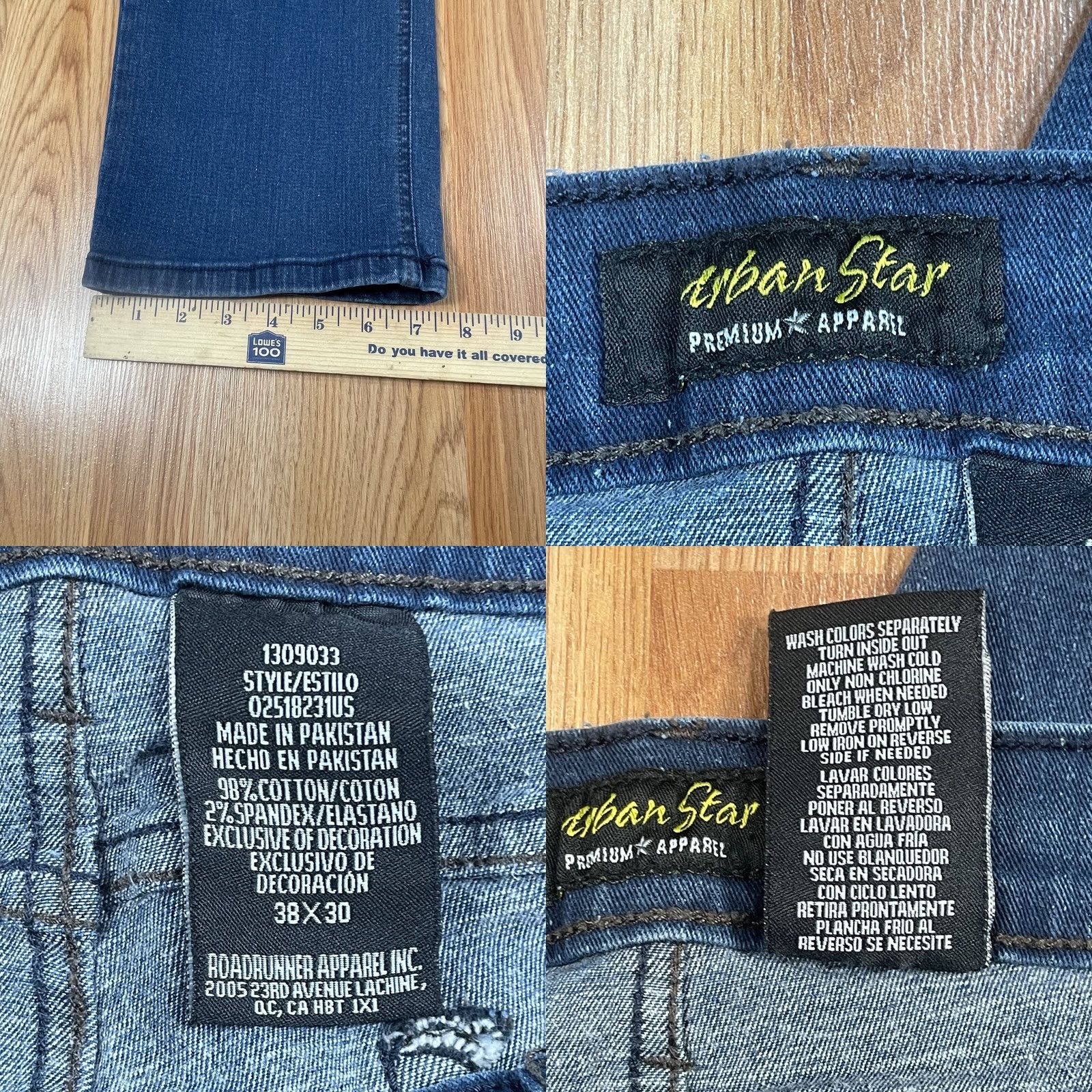 Vintage Urban Star Premium Jeans Mens 38Wx30L Stretch Straight Leg Blue Wash Denim Pants Size US 38 / EU 54 - 8 Thumbnail