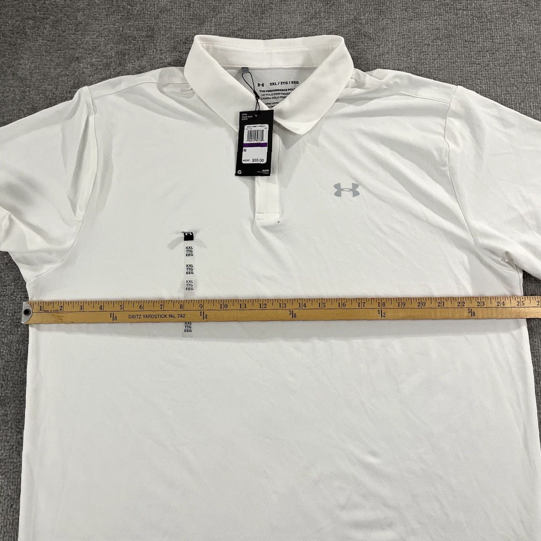 Under Armour Under Armour Polo Shirt Mens 2XL White Stretch Sport S/S NEW Size US XXL / EU 58 / 5 - 6 Thumbnail