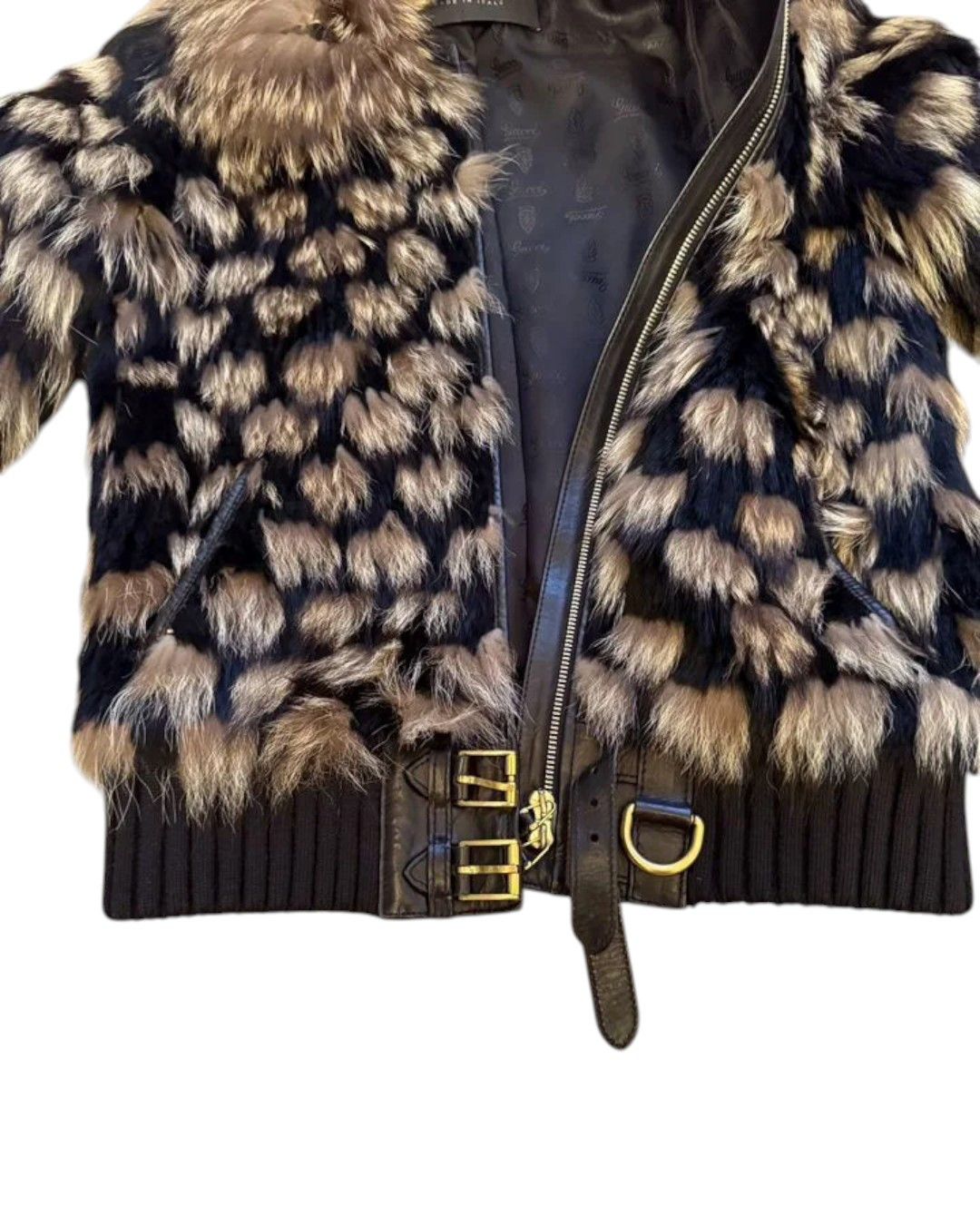 Gucci F/W 2008 RACCOON FUR LEATHER BOMBER JACKET Size XS / US 0-2 / IT 36-38 - 4 Thumbnail