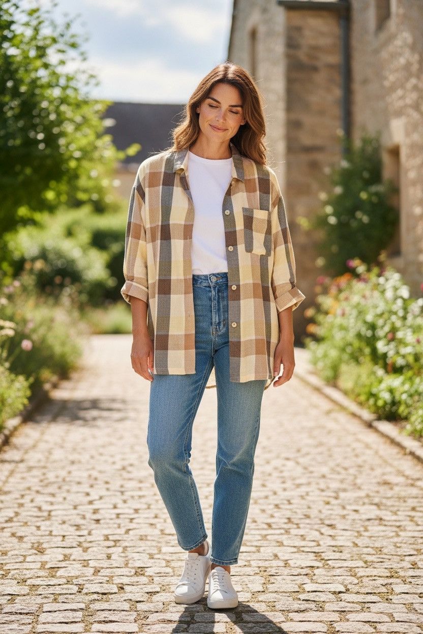 Yves Saint Laurent YSL check pattern long sleeve Size L / US 10 / IT 46 - 8 Thumbnail