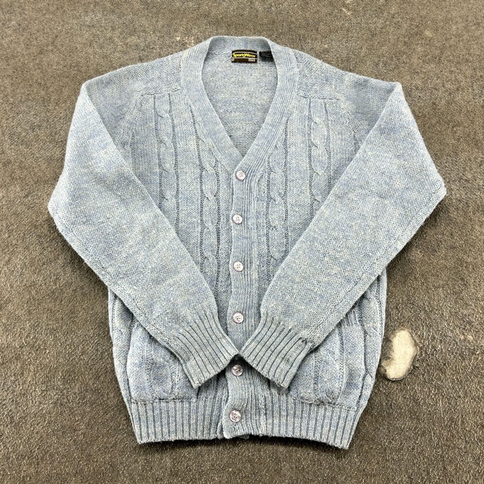 Sears VINTAGE Sears Cardigan Sweater Mens M Blue Wool Cable Knit 70s 90s Mens Size US M / EU 48-50 / 2 - 2 Thumbnail