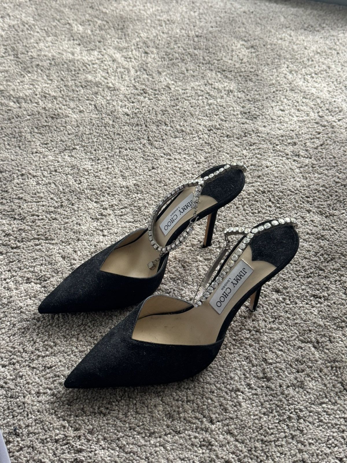 Jimmy Choo Saeda 100 Black suede pumps Size US 8.5 / IT 38.5 - 2 Thumbnail