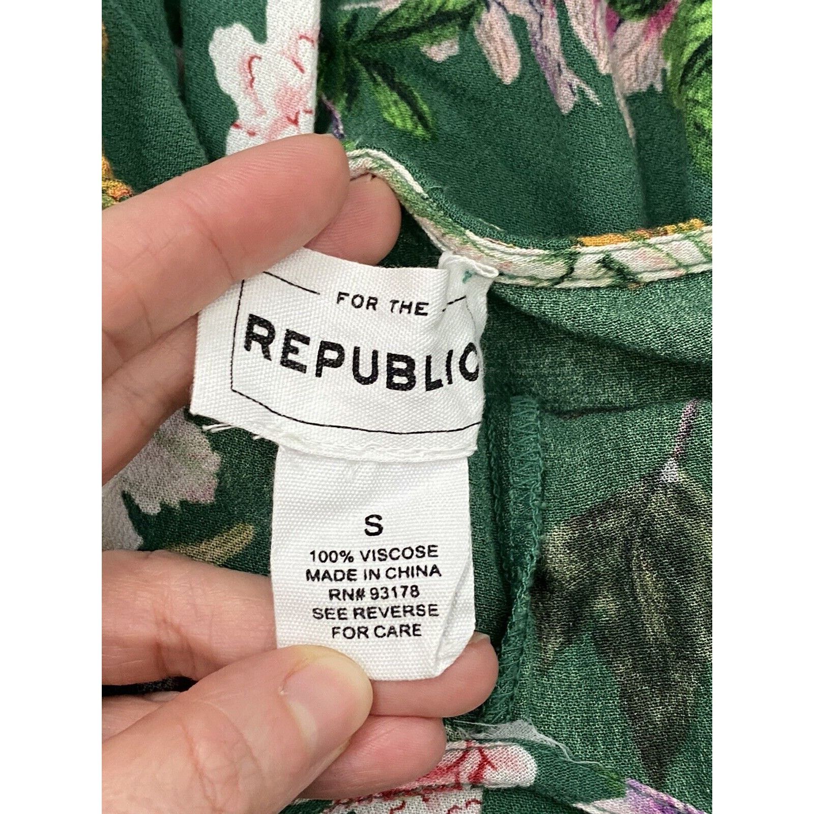 Other For The Republic Jumpsuit S Green Floral Tropical V Neck Size 29" - 7 Thumbnail