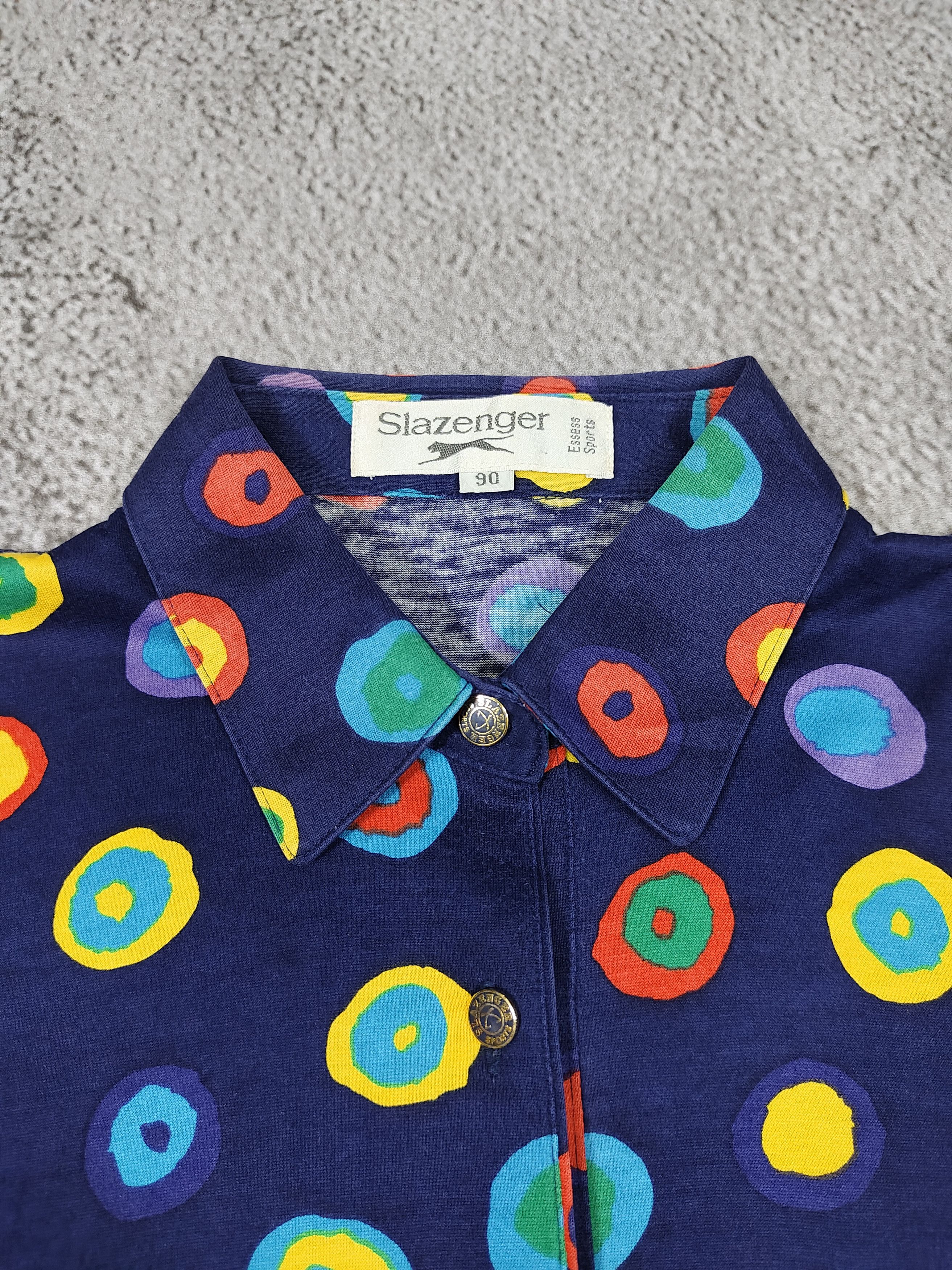 Grand Slam 90s Slazenger Sport- Retro Multicolor Polka Dot Print Polos Size M / US 6-8 / IT 42-44 - 5 Thumbnail