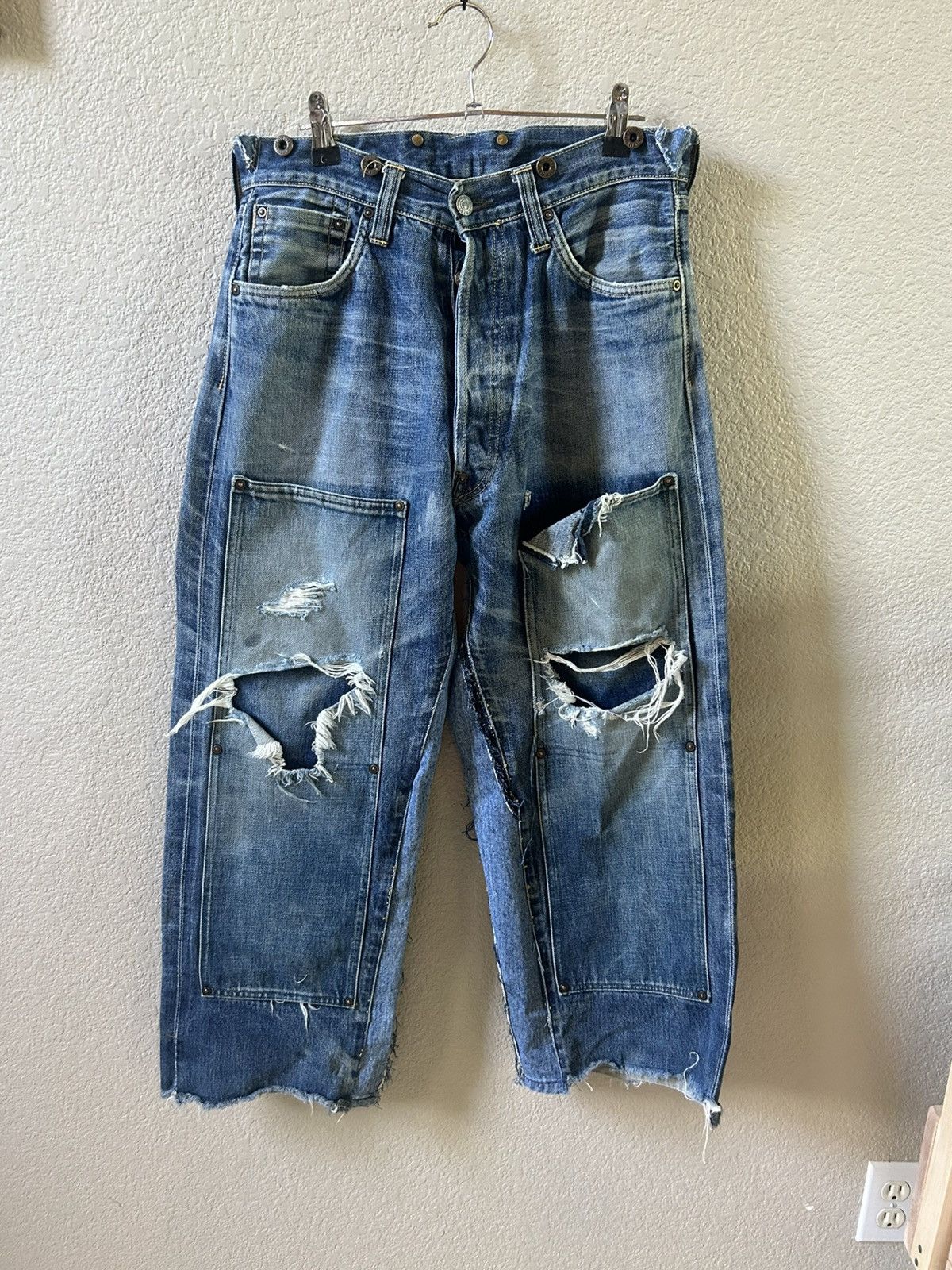 Evisu Crazy Rare Evisu Genes Buckleback Double Knee Selvedge Jeans Size US 30 / EU 46 - 2 Thumbnail