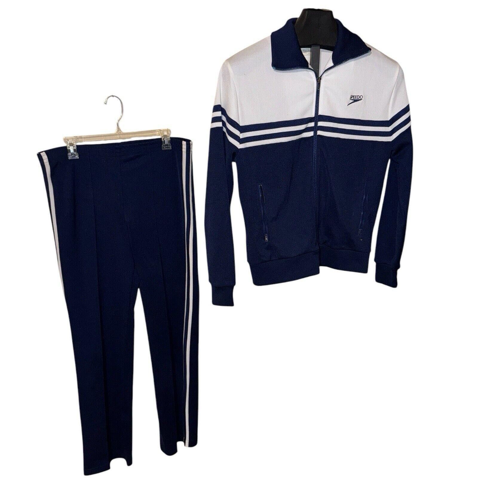 Speedo Vtg Speedo Track Jacket Pant Set Navy White Hirsch Weis Sz M Size US 32 / EU 48 - 1 Thumbnail