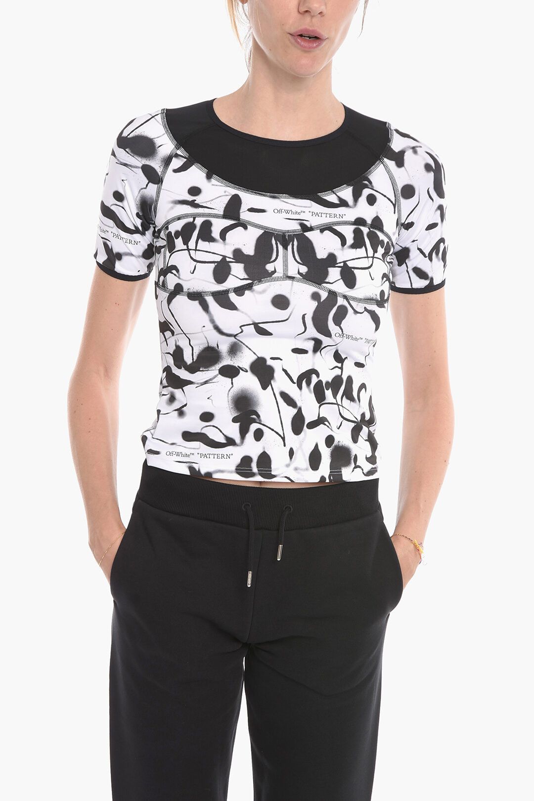 image of Off White Og1Mm0524 Active Liquid Melt T-Shirt In Black White, Women's (Size Medium)