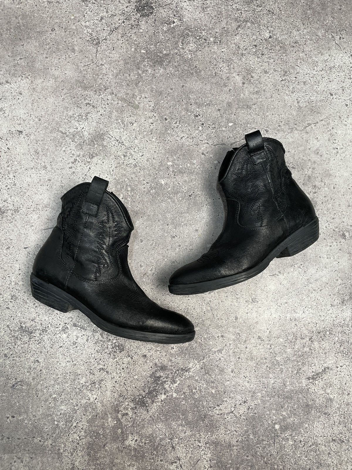 If Six Was Nine Vintage 90s Leather Biker Cowboy Boots Western shoes AS98 Size US 8 / IT 38 - 3 Thumbnail