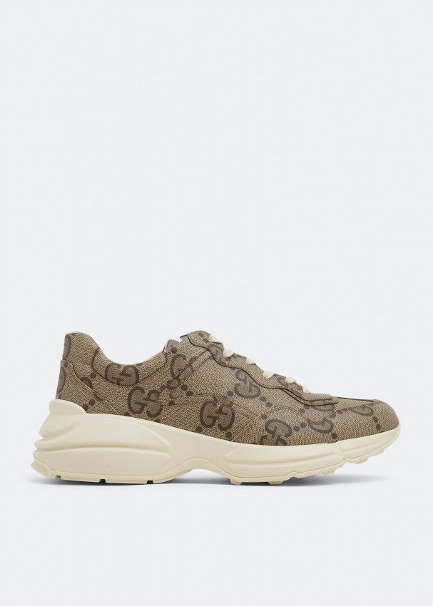Gucci o1s1wg110125 Rhyton Low-Top Sneakers in Beige/Brown Size US 15 / EU 48 - 1 Thumbnail