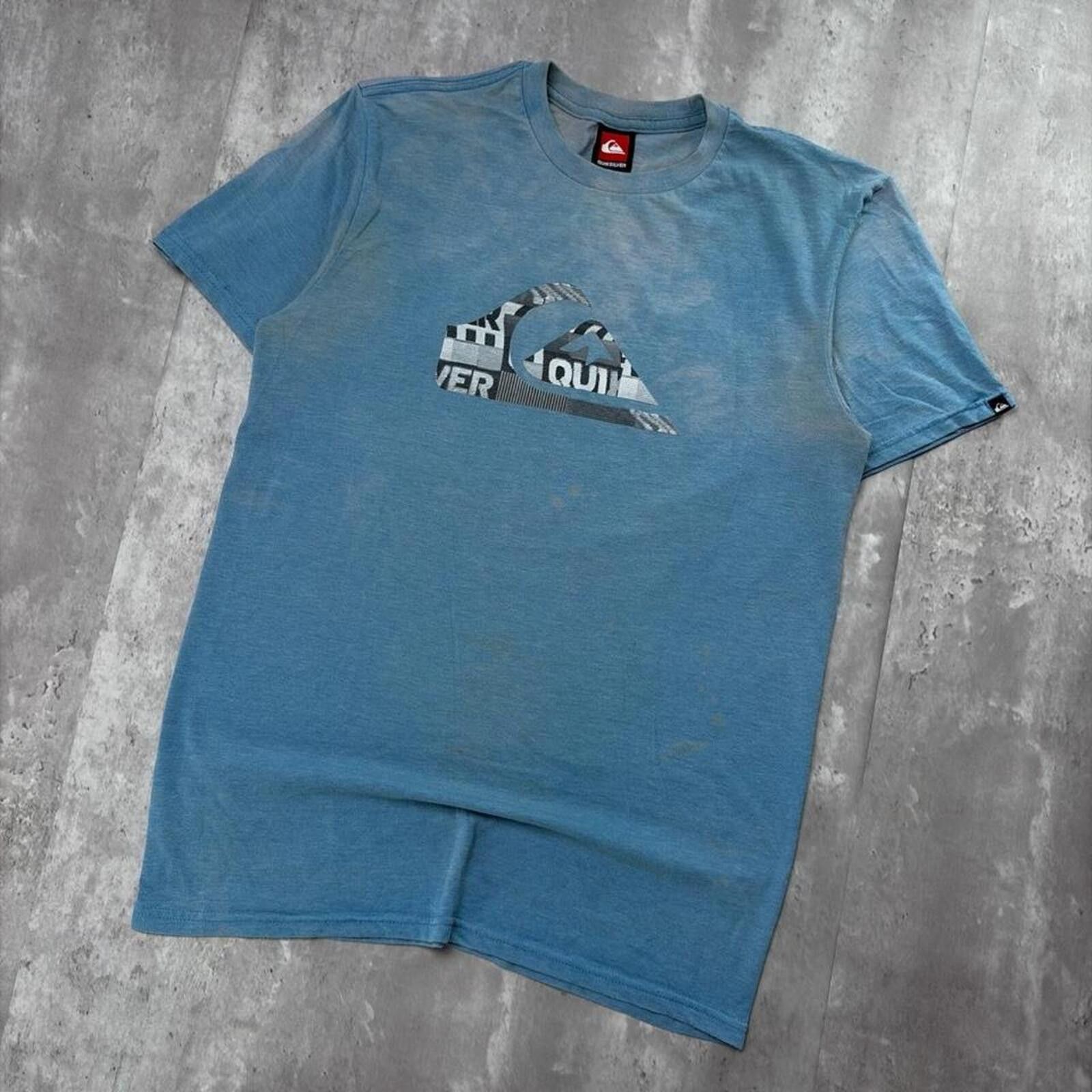Quiksilver Y2K Light Blue Quiksilver Surf Faded Distressed T-Shirt Size US M / EU 48-50 / 2 - 2 Thumbnail