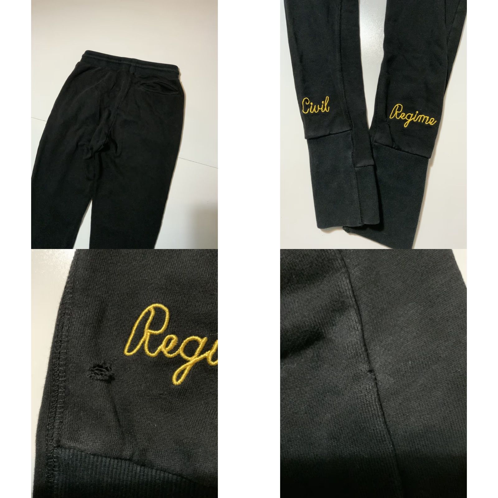 Vintage VINTAGE Civil Regime Black Embroidered Terry Fleece Slim Long Jogger Sweatpants Sz. M Size US 31 - 8 Thumbnail