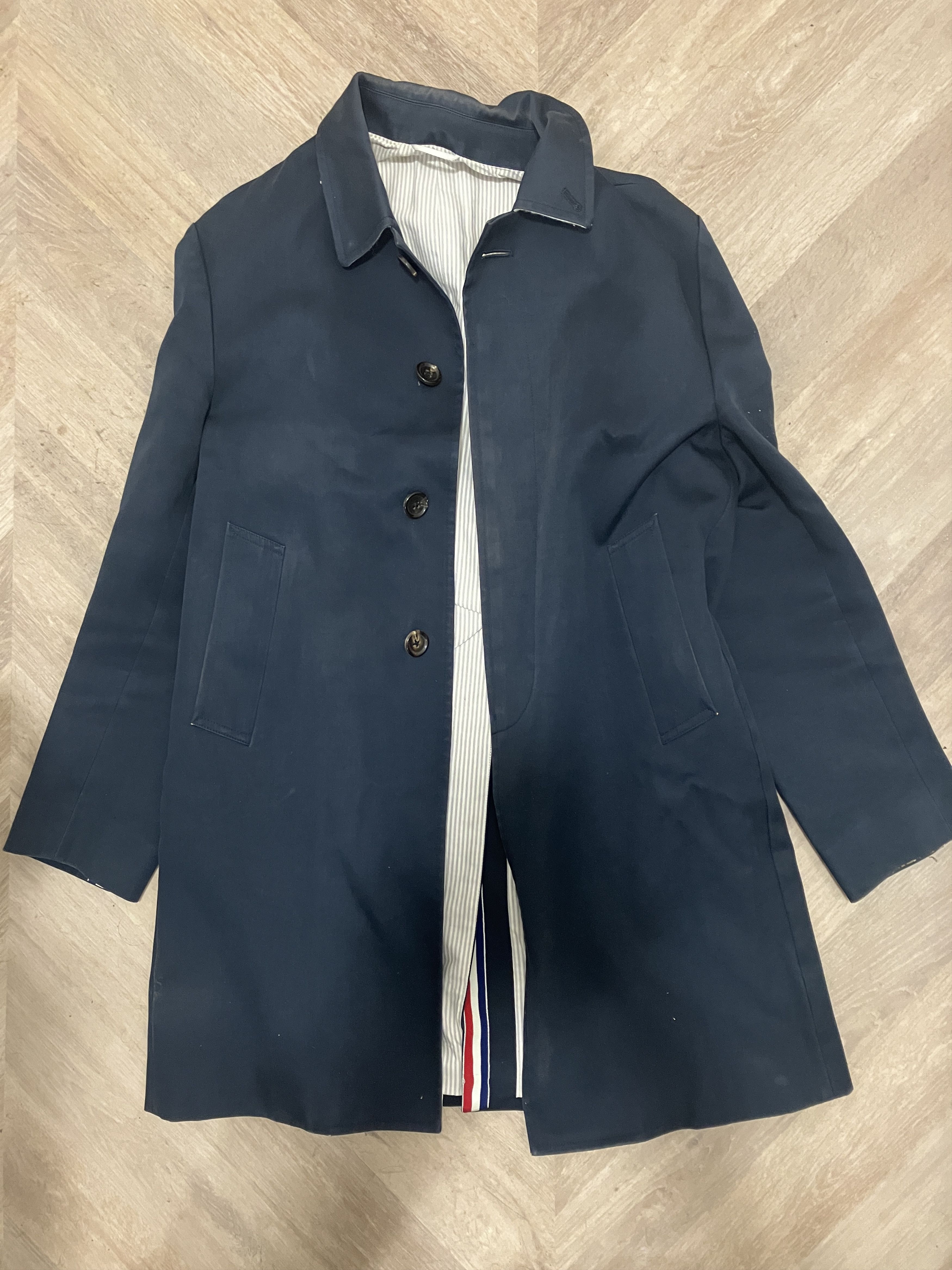 Thom Browne Navy Ball Overcoat