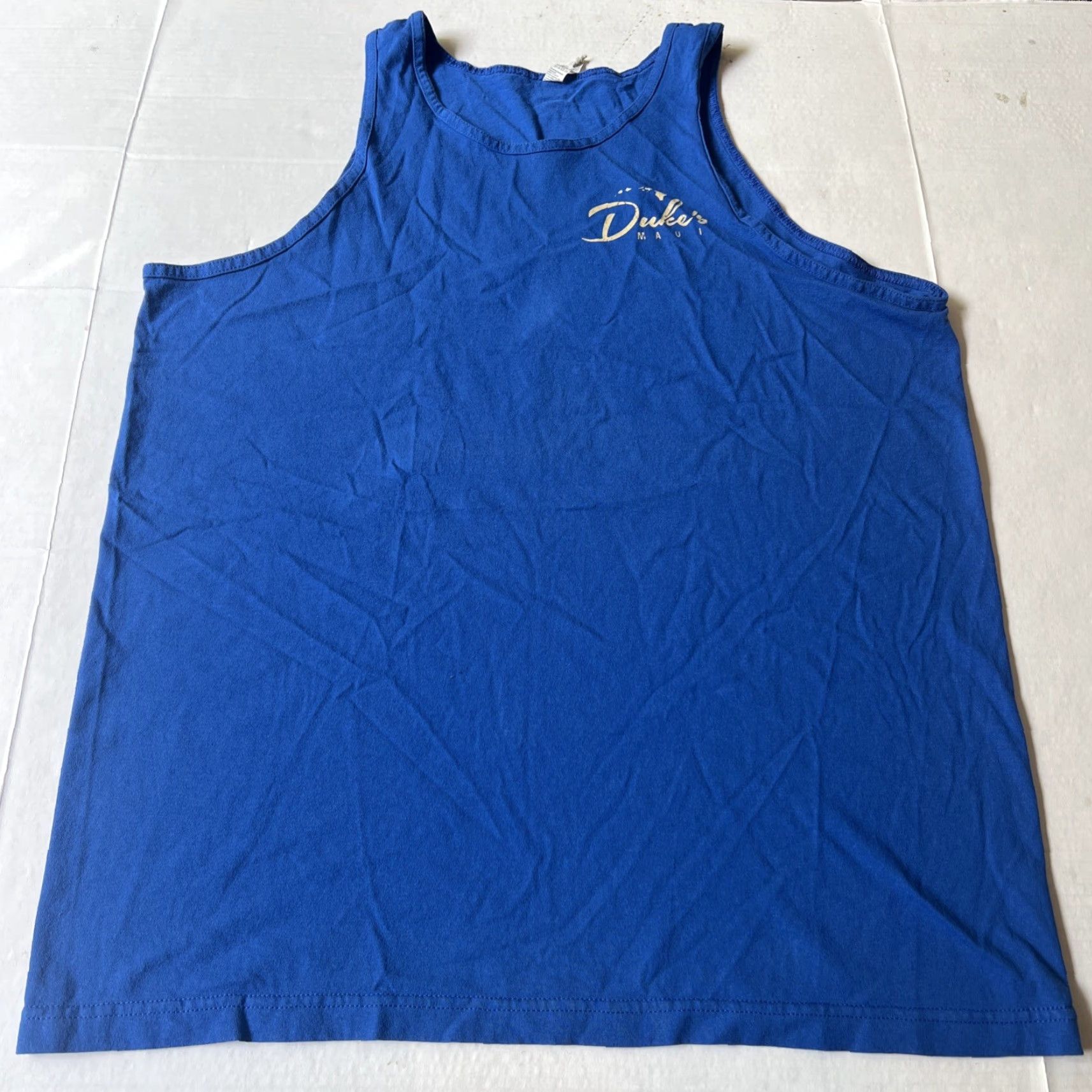 Vintage Duke Kahanamoku Duke’s Maui Hawaii Surfboards Tank Top Shirt XL Blue Vintage Alstyle Tee Shirt Sleeveless Graphic Print Beach Marine Surfer Man Size US XL / EU 56 / 4 - 3 Thumbnail