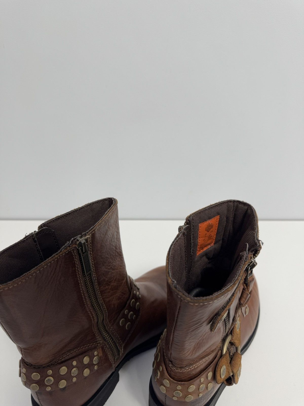 Harley Davidson × Vintage HARLEY DAVIDSON VADA Biker Boots Ankle Leather Bootie EUR-40 Size US 10 / IT 40 - 13 Thumbnail