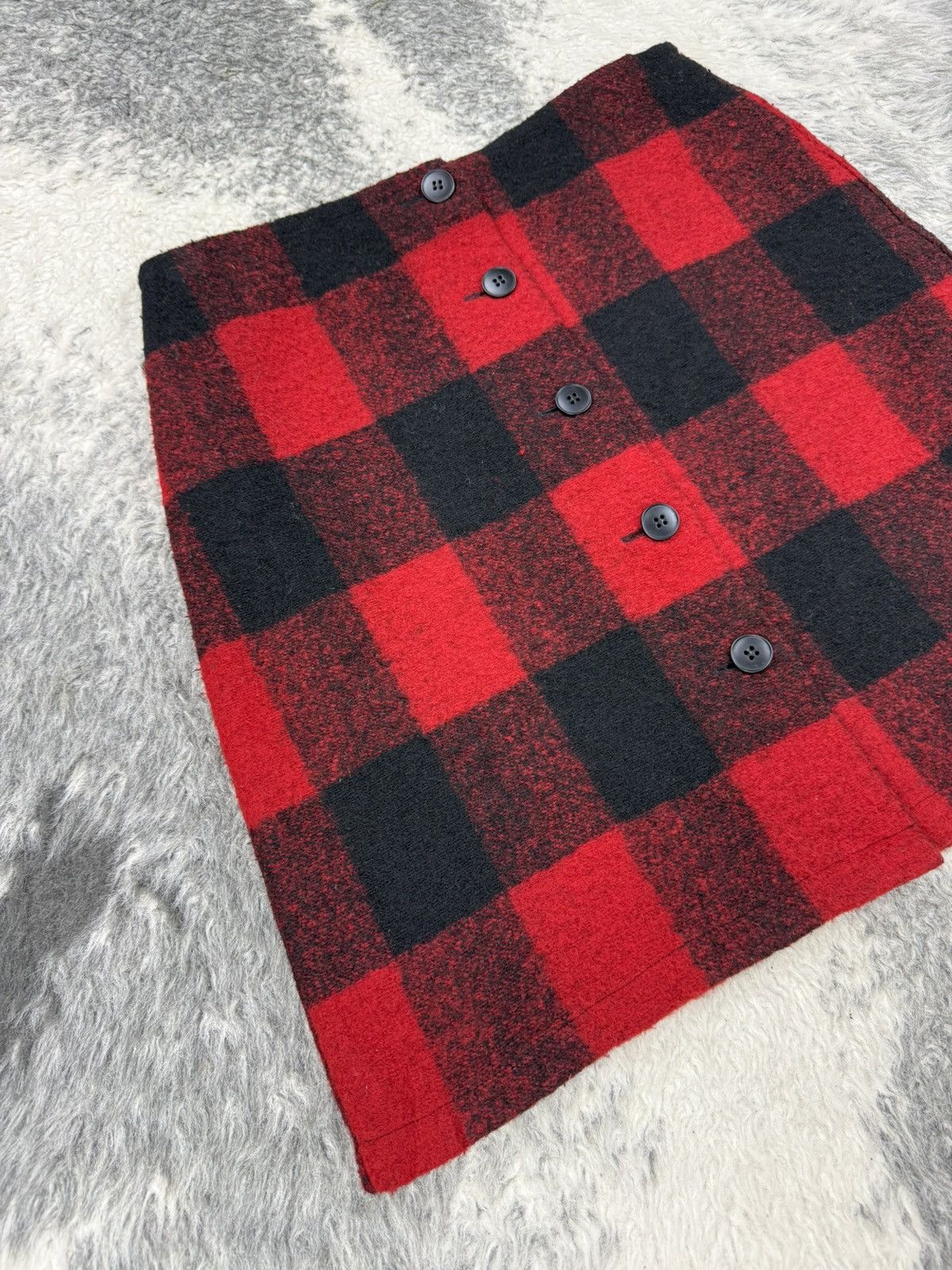 agnes b. Red Tartan Wool Full Front Button Skirt Size 28" / US 6 / IT 42 - 9 Thumbnail