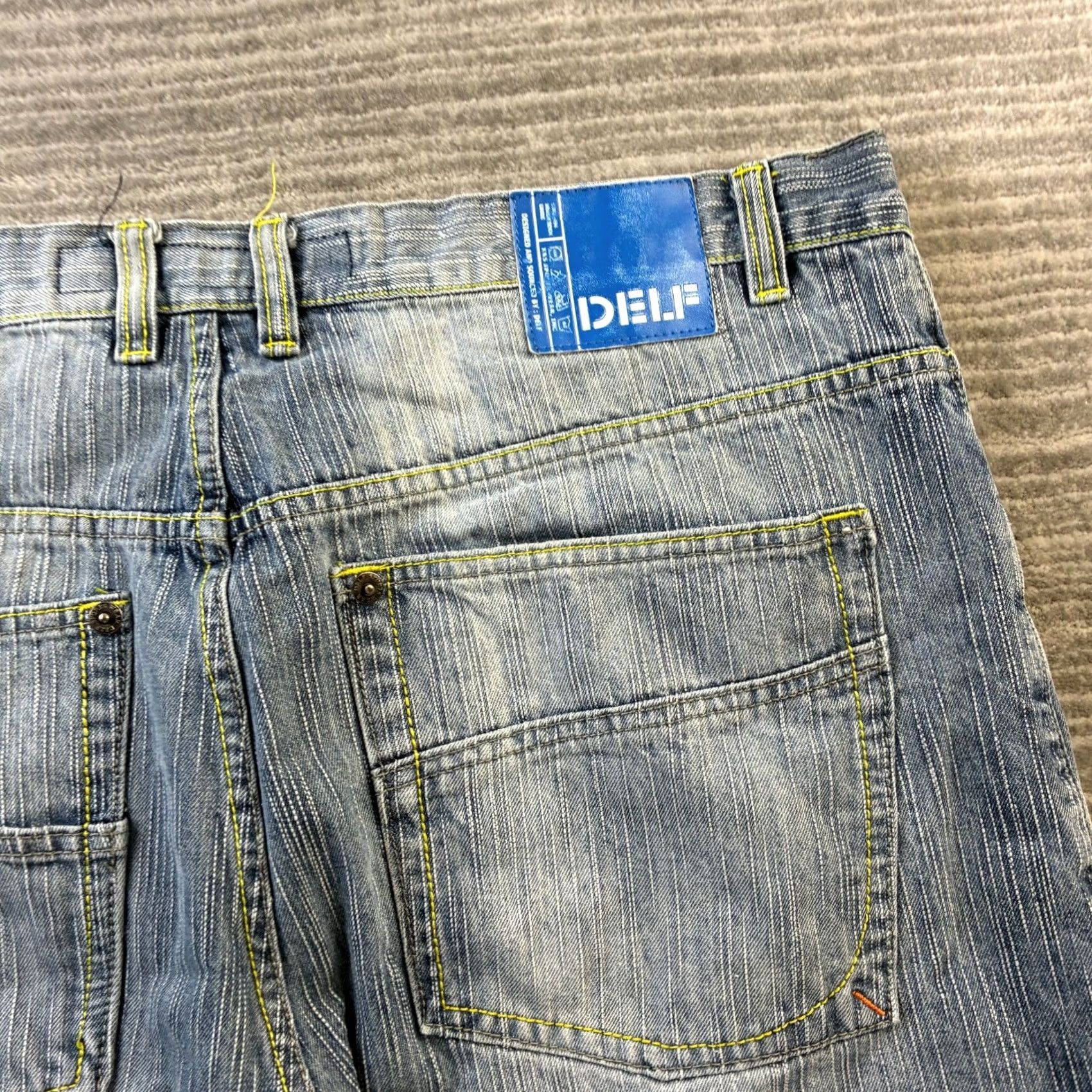 Vintage VINTAGE Delf Jeans Shorts 40 Blue 13" Inseam 5-Pocket Relaxed Bermuda Hip Hop Grunge 90s Mens Denim Baggy Casual Summer Spring Size US 40 / EU 56 - 5 Thumbnail