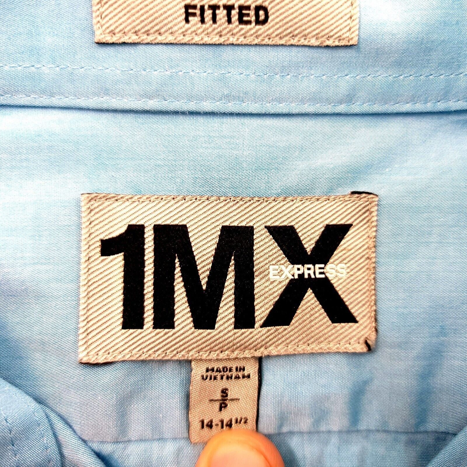 Express Express 1MX Fitted Blue Small 14-14.5 Collared Dress Shirt Size US S / EU 44-46 / 1 - 7 Thumbnail