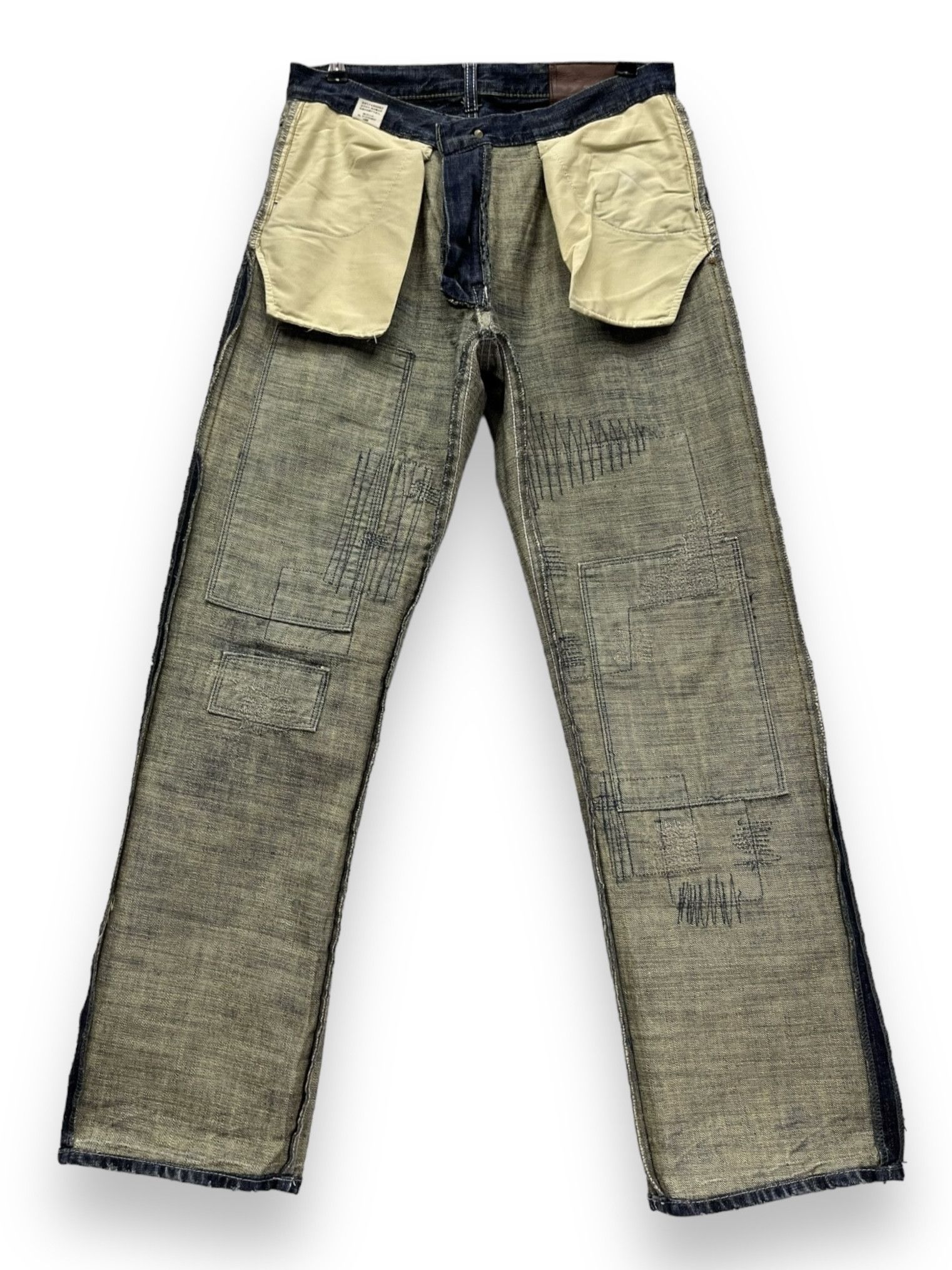Global Work 🔥GRUNGE KurtCobain Inspired Boro Patchwork Undercover Style Size US 31 - 17 Thumbnail