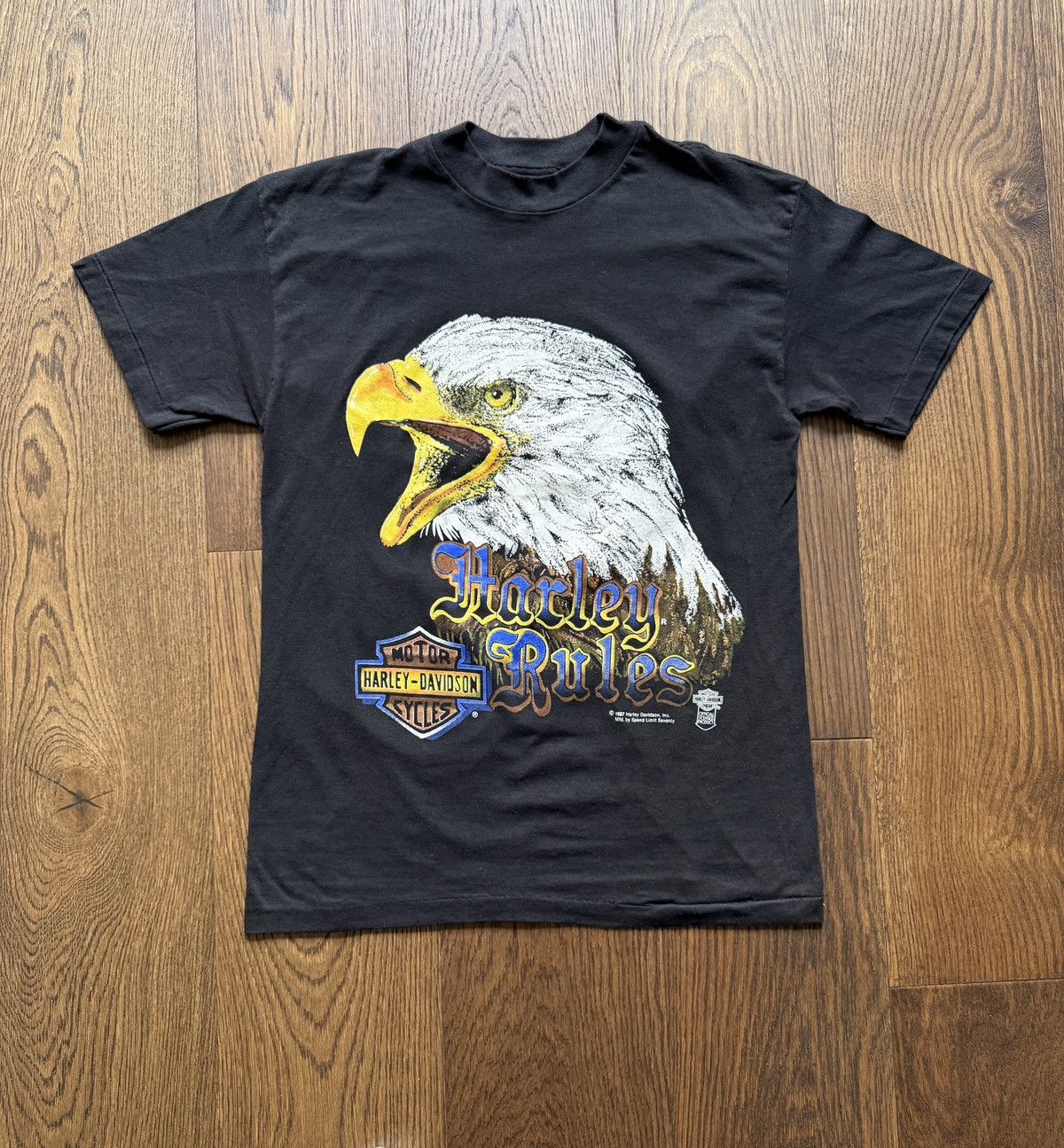 Harley Davidson Vintage 80s Harley Davidson "Harley Rules" Eagle Tee Size US L / EU 52-54 / 3 - 1 Thumbnail