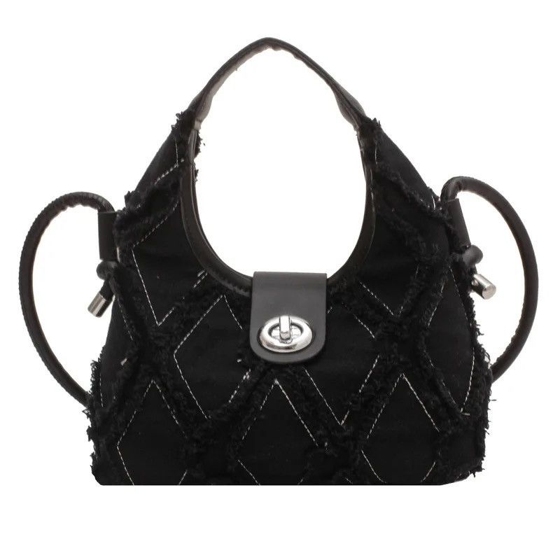 Vintage Frail Detailed Fuzzy Hobo Mini Bag Aesthetic Pinterest y2k Size ONE SIZE - 3 Thumbnail