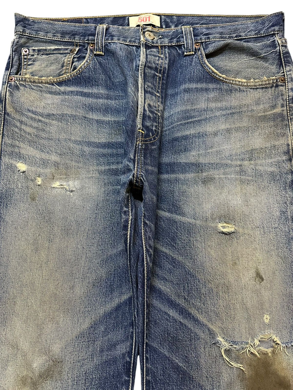 Levi's Vintage Levis 501 Mud Faded Wash Style Loose Jeans Size US 34 / EU 50 - 3 Thumbnail