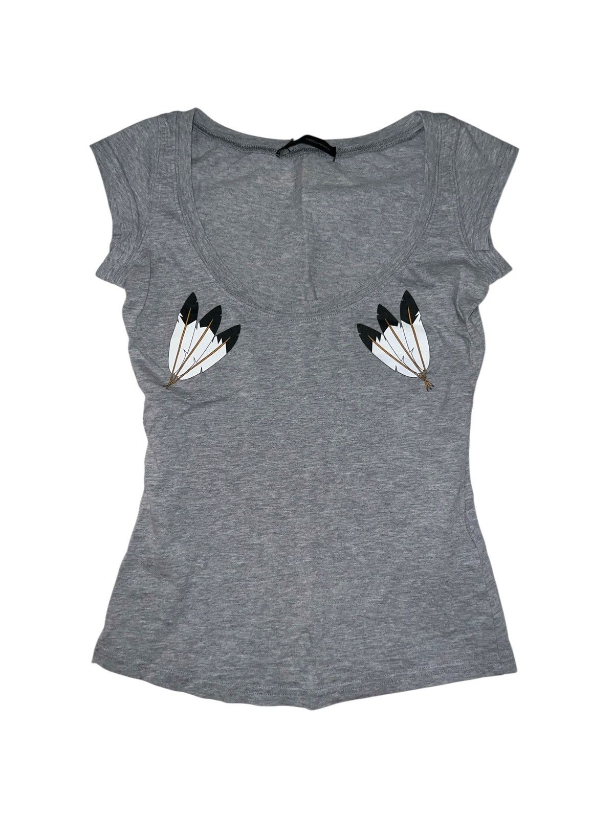 Dsquared2 Dsquared2 feather graphic grey tee t shirt Size XS / US 0-2 / IT 36-38 - 1 Thumbnail