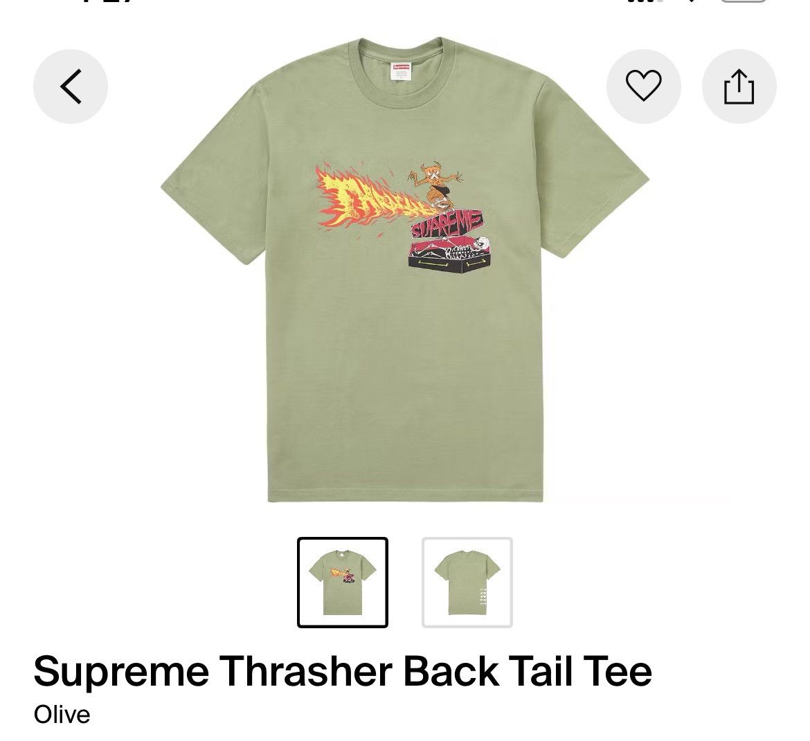 Supreme × Thrasher Supreme/Thrasher Back Tail Tee Size US M / EU 48-50 / 2 - 4 Thumbnail