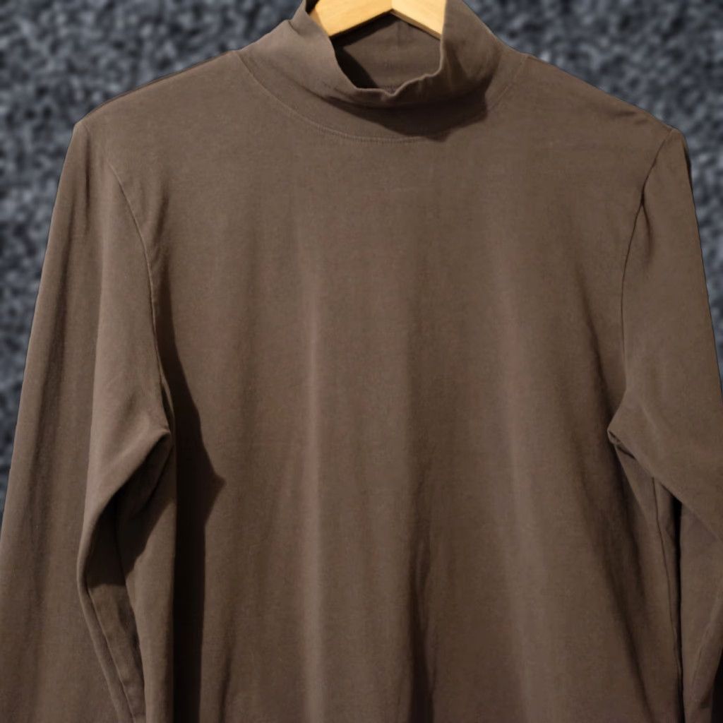 Vintage Skyr Brown Women's XL Mock Neck Pima Cotton Longsleeve Top Stretch Shirt Size XL / US 12-14 / IT 48-50 - 1 Thumbnail