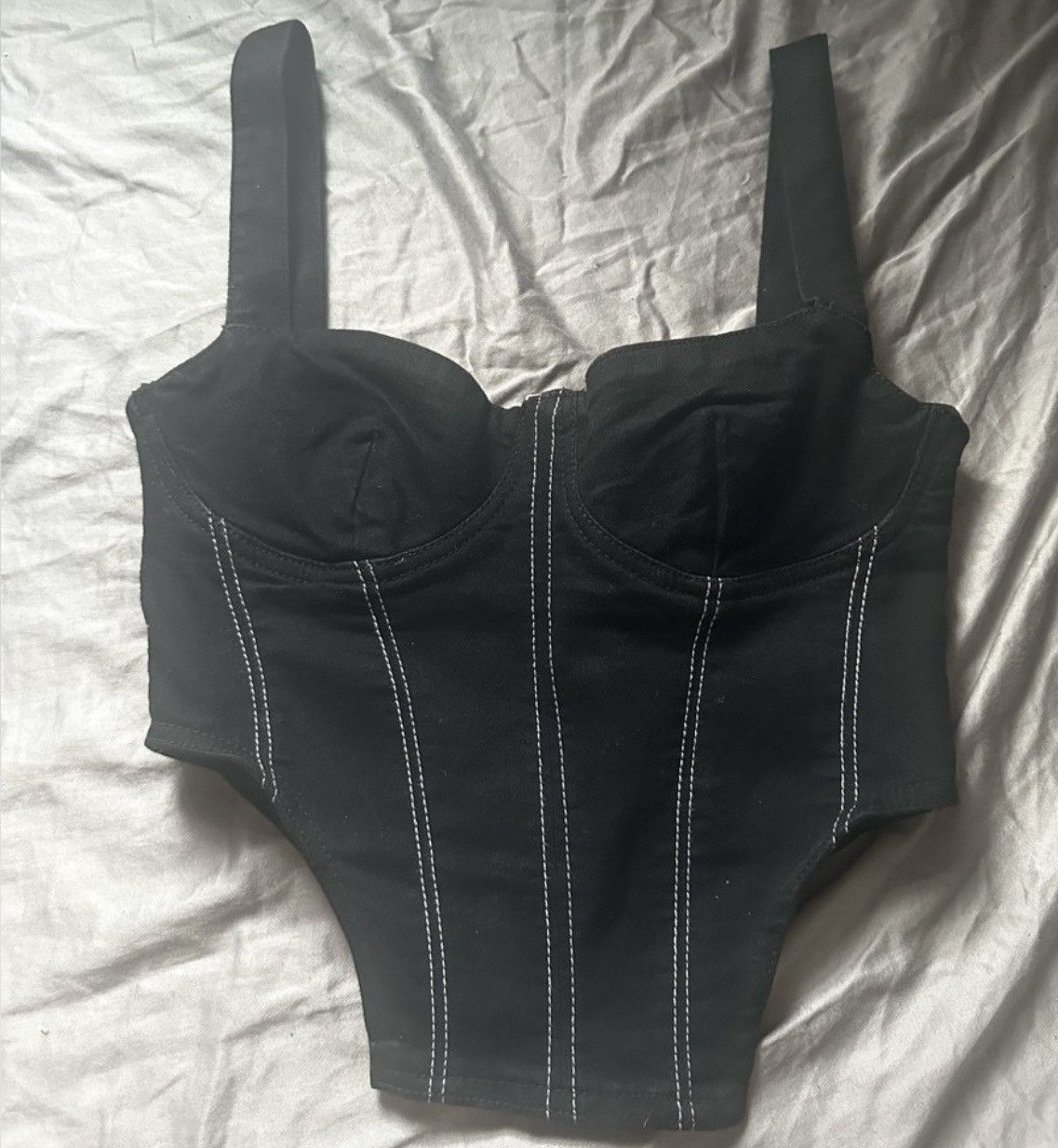 Zara Zara denim corset style top & split jeans set Size S / US 4 / IT 40 - 3 Thumbnail