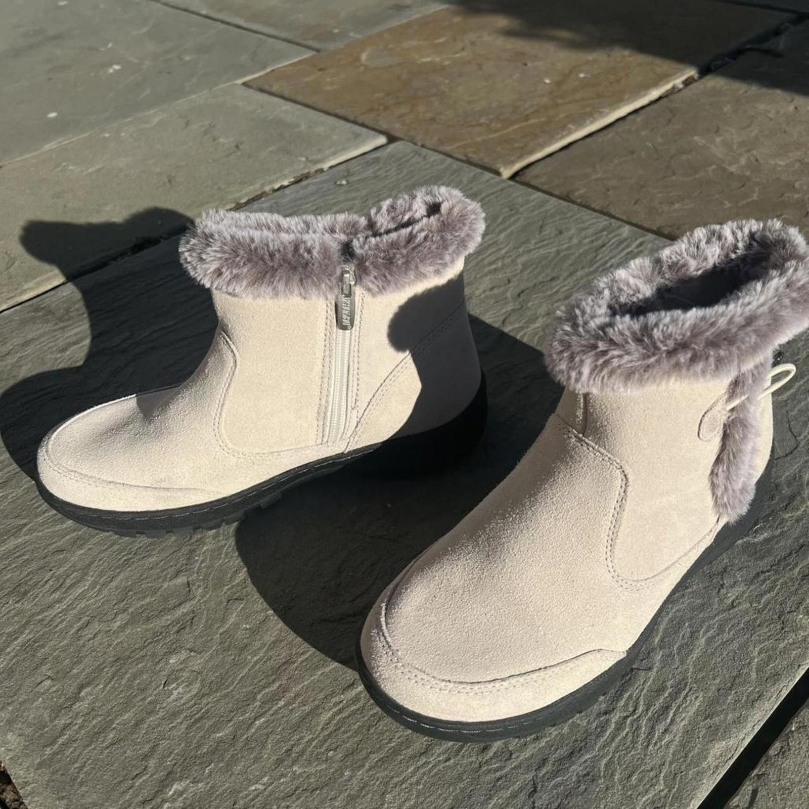 Other Cream Suede Faux Fur Collar Water Repellant Boots Size US 8 / IT 38 - 2 Thumbnail