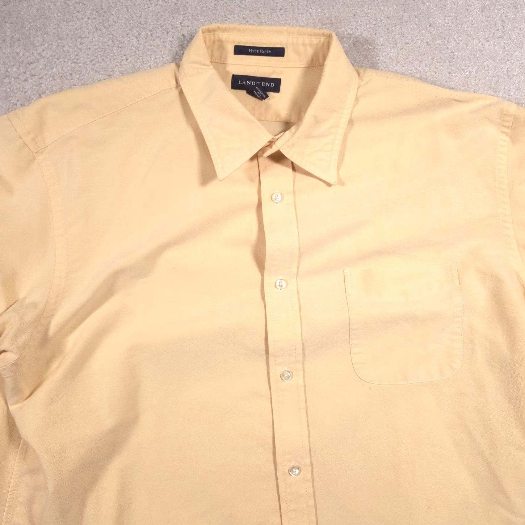 Lands' End VINTAGE Lands' End Hyde Park Shirt Mens XL Yellow Solid Button Front Long Sleeve Casual Size US XL / EU 56 / 4 - 3 Thumbnail
