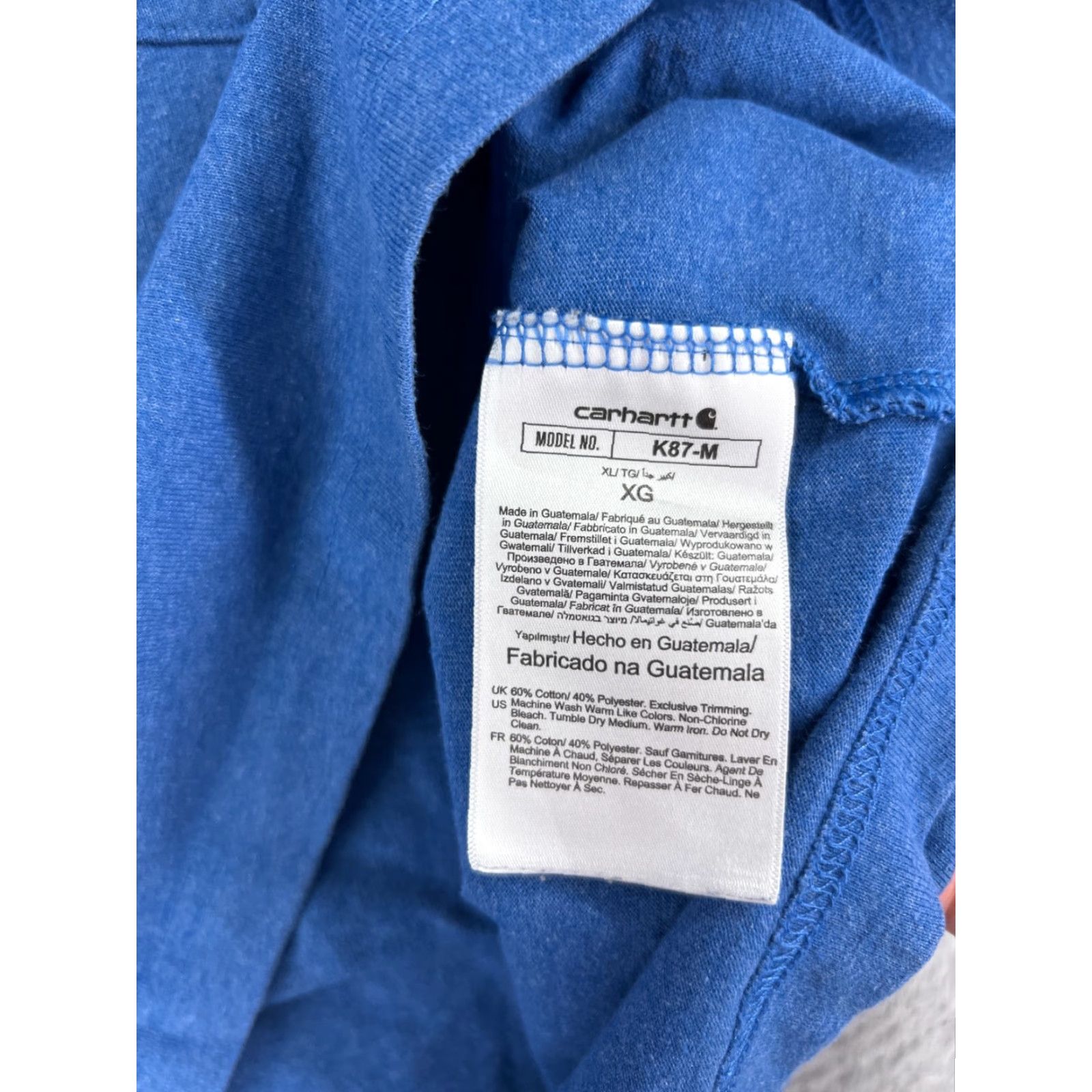 Carhartt Carhartt Shirt Mens Large Blue Crew Neck Pocket Cotton Blend Workwear Size US L / EU 52-54 / 3 - 4 Thumbnail
