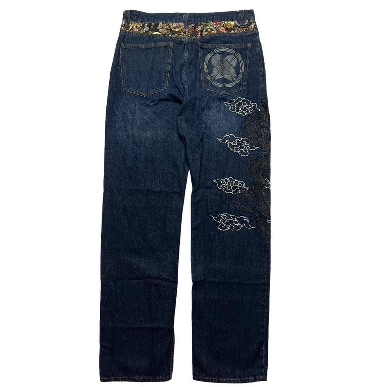 Japanese Brand Vintage Japanese Dragon Embroidery Denim Jeans - Waist: 34 Size US 34 / EU 50 - 4 Thumbnail